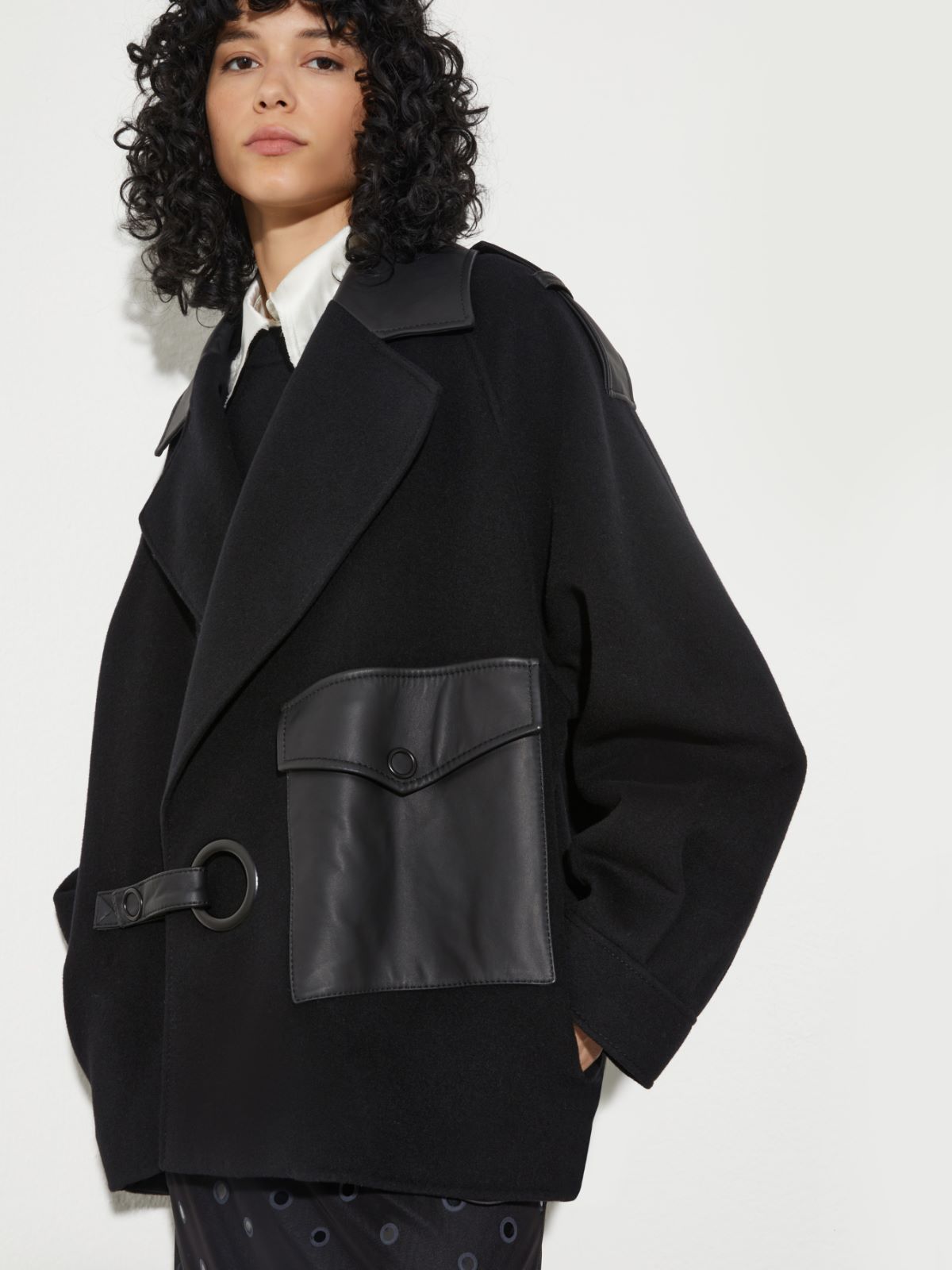 Wool and leather blouson jacket - BLACK - MAX&Co. - 3