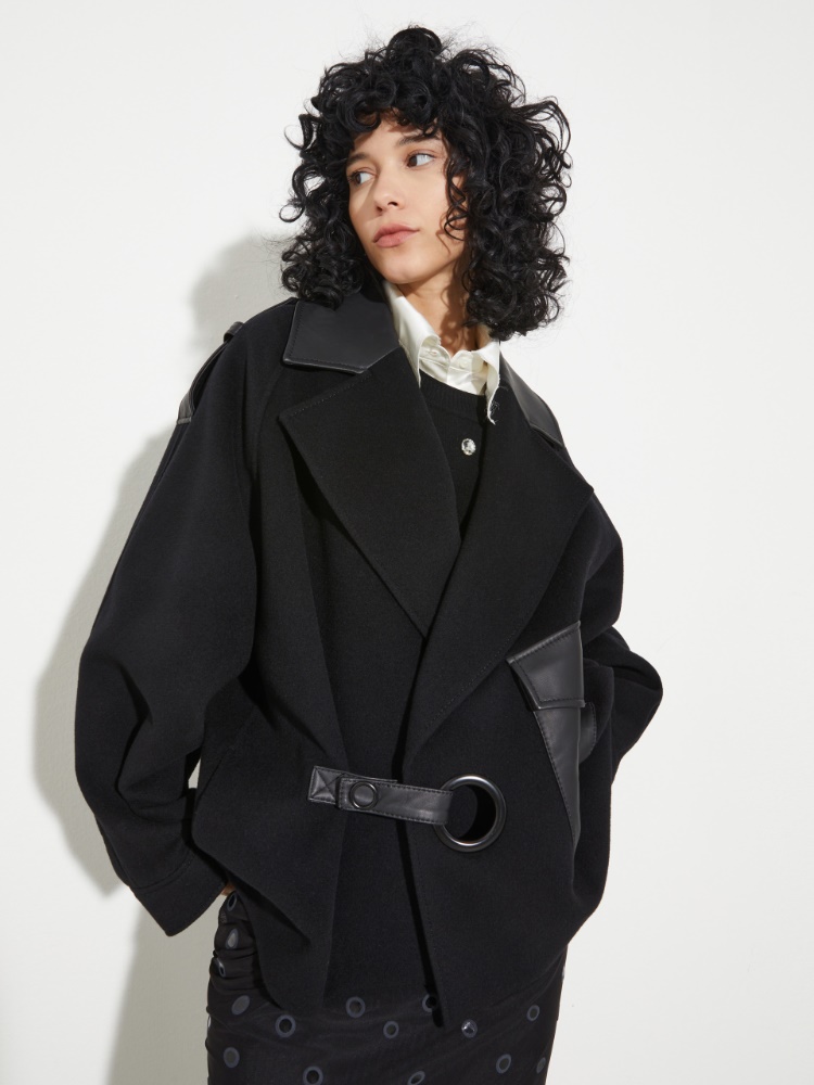 Wool and leather blouson jacket - BLACK - MAX&Co.