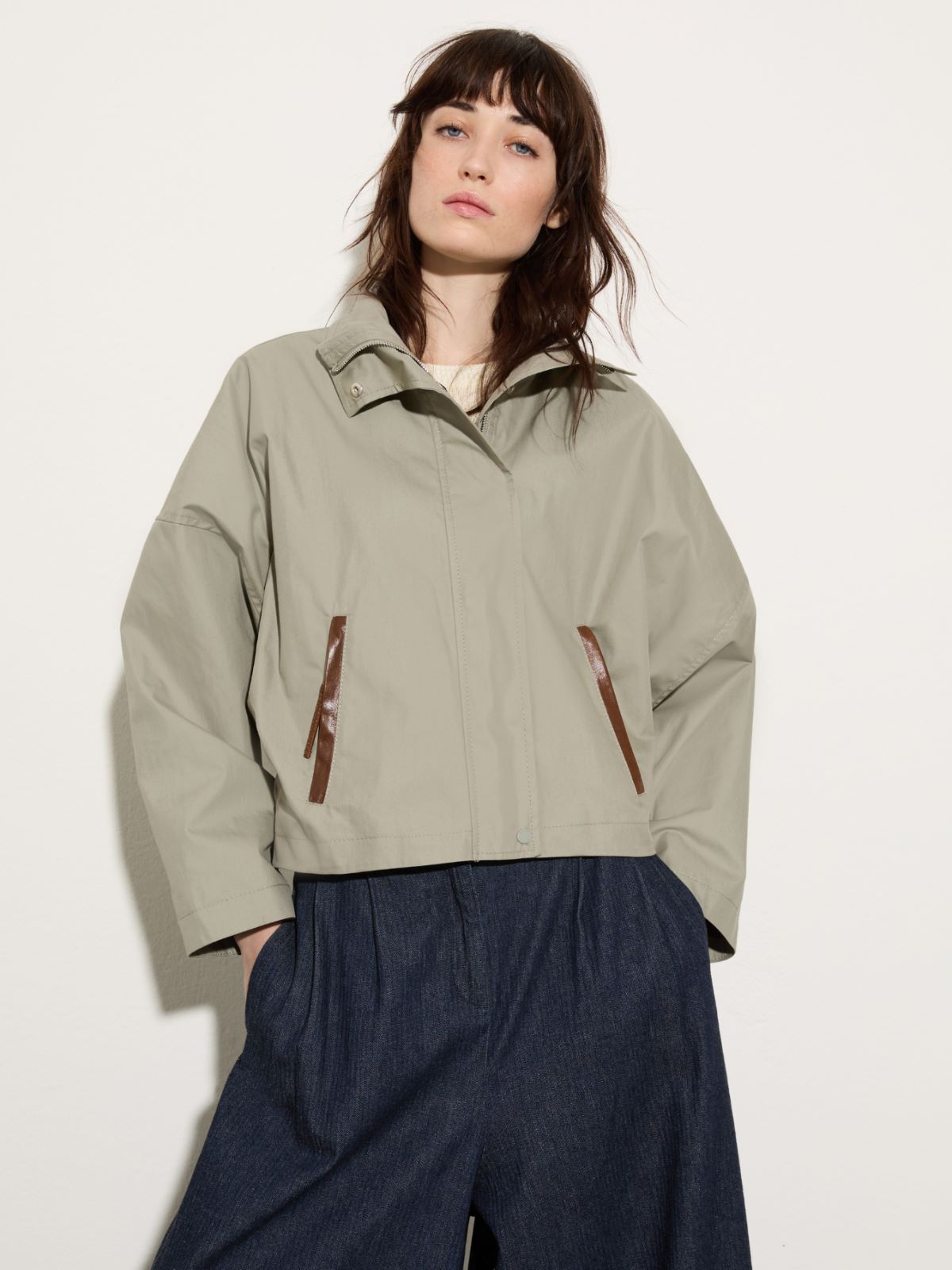Water-repellent gabardine jacket - SAGE - MAX&Co.