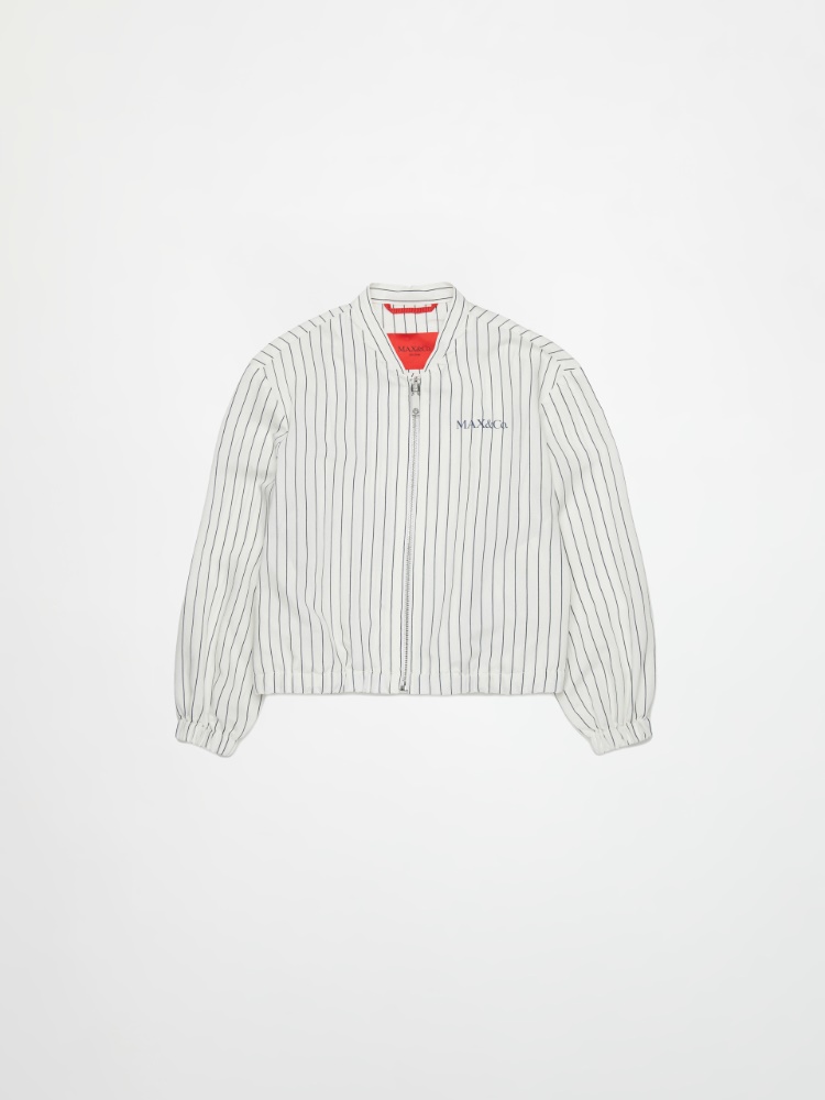 Chaqueta bomber a rayas con logo KID - WHITE - MAX&Co.