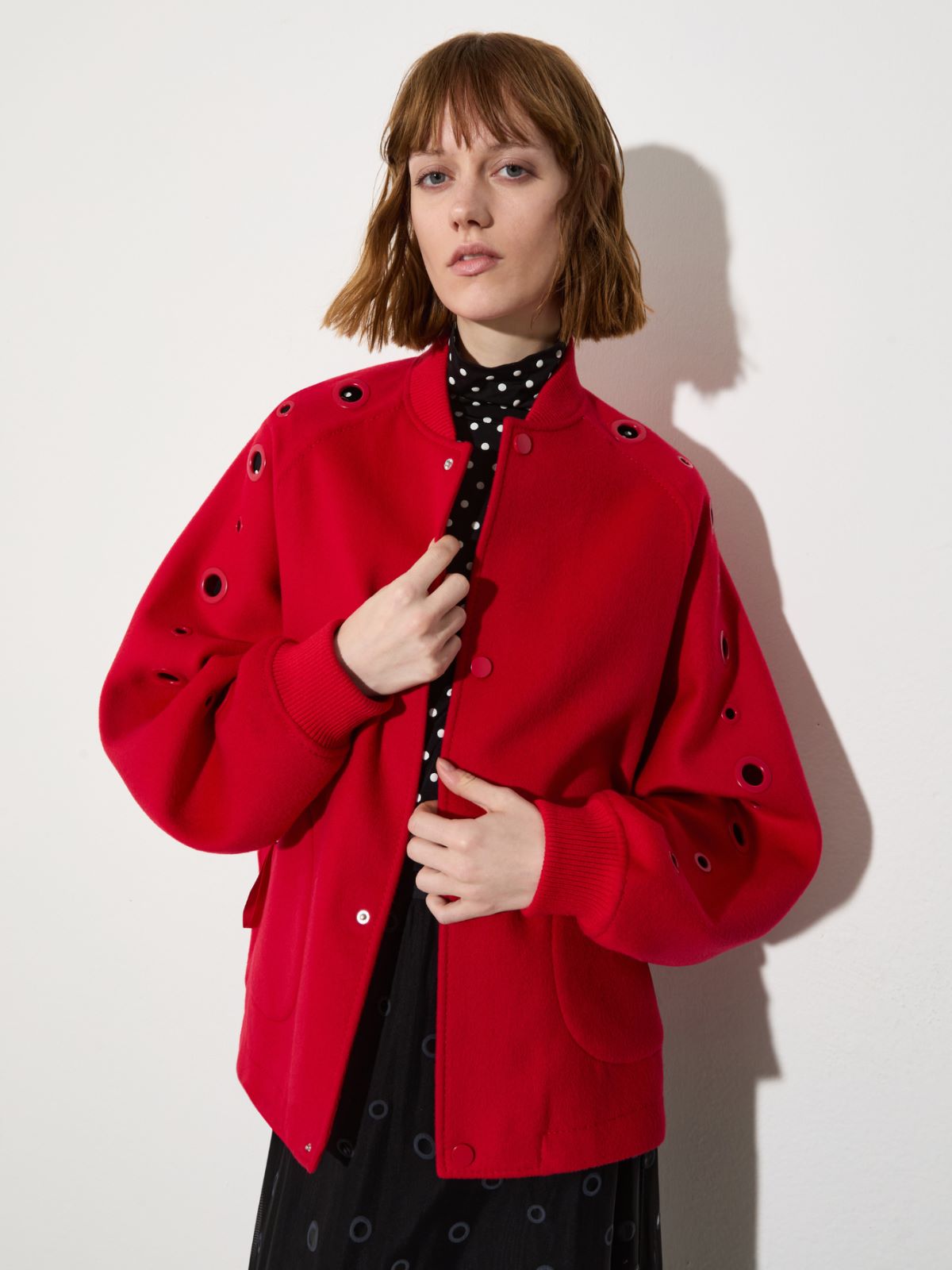 Bomber in lana con occhielli - ROSSO - MAX&Co.