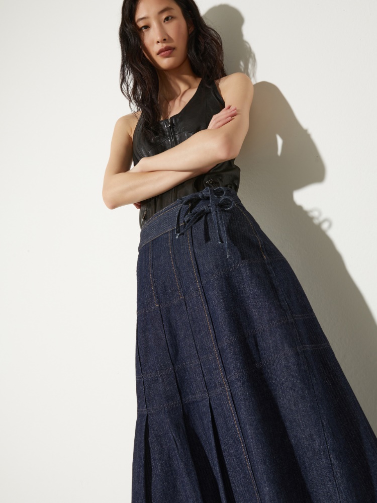 Pleated denim midi skirt - MAX&Co. - 3