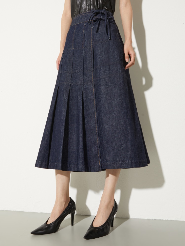 Pleated denim midi skirt - MAX&Co.