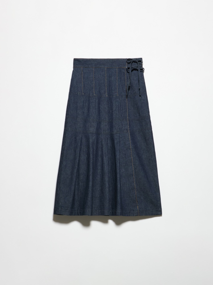 Pleated denim midi skirt - NAVY - MAX&Co.
