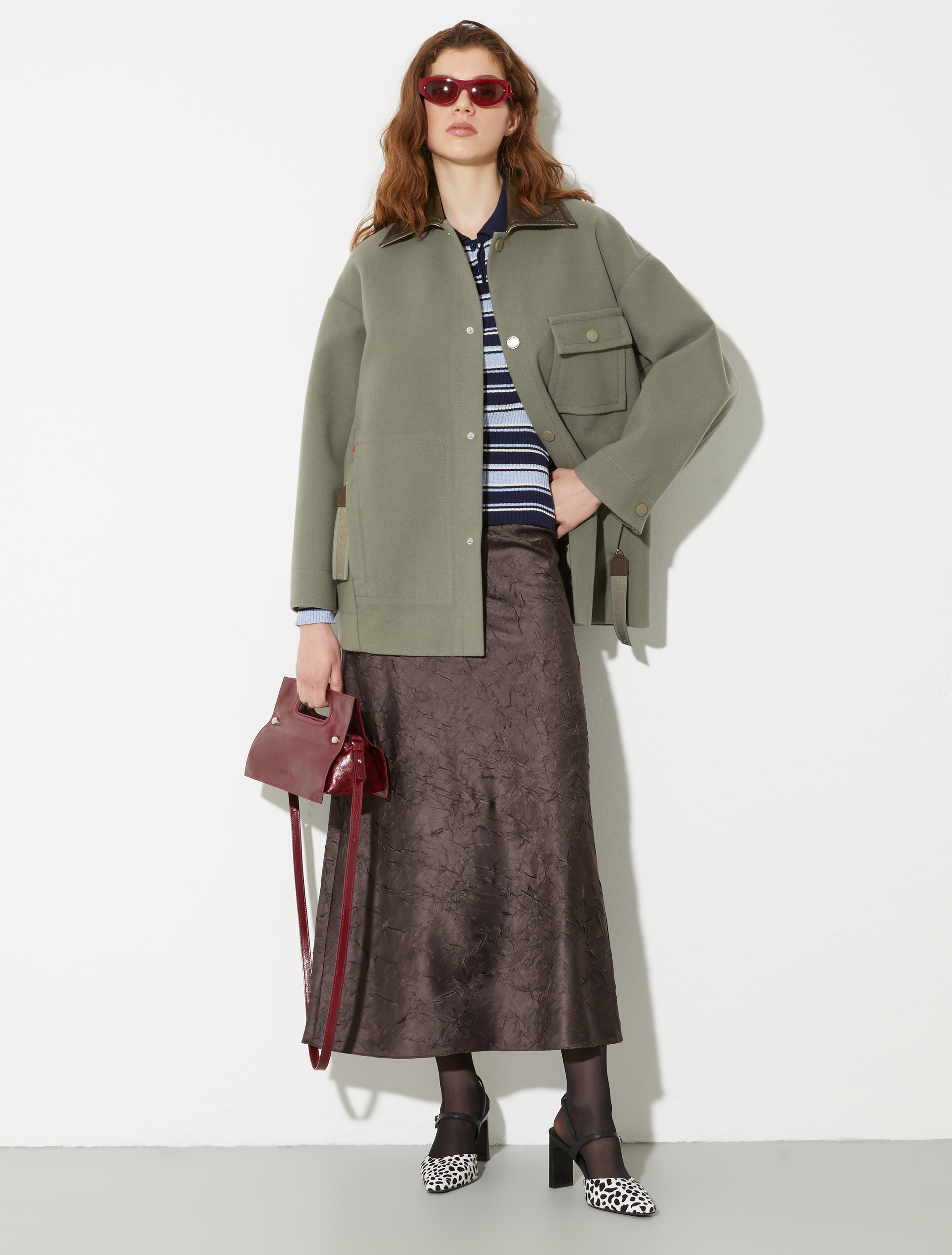 Crinkled satin midi skirt - CHOCOLATE - MAX&Co. - 4