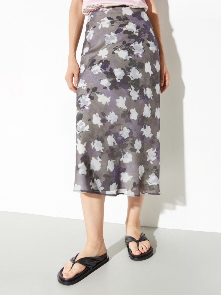 2-in-1 georgette and twill skirt - MAX&Co.