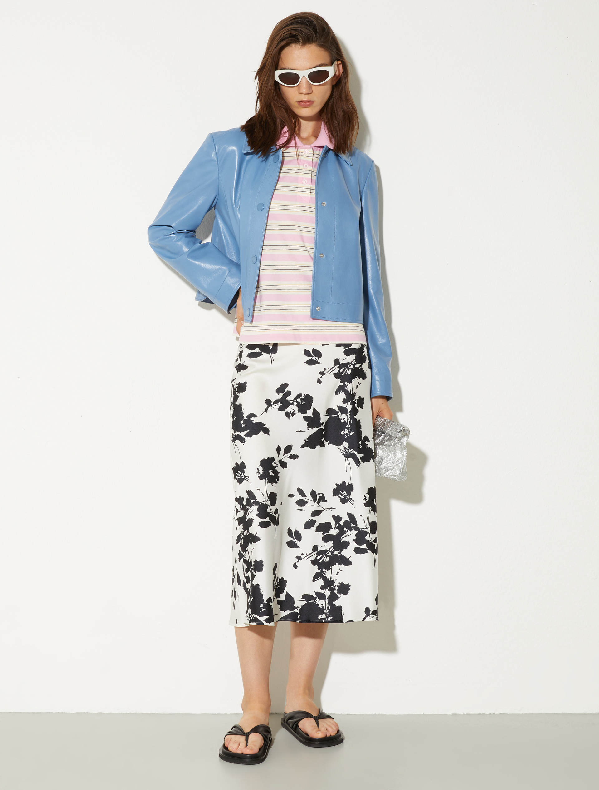 2-in-1 georgette and twill skirt - NAVY - MAX&Co. - 4