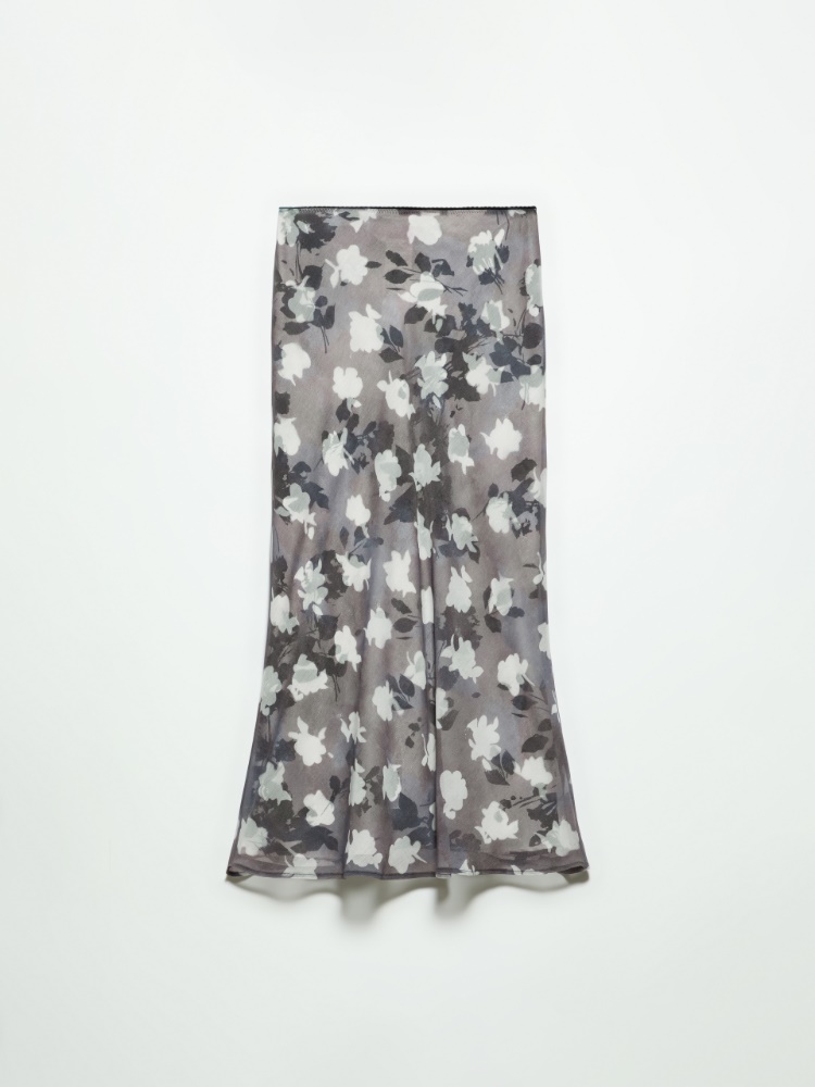 2-in-1 georgette and twill skirt - NAVY - MAX&Co.