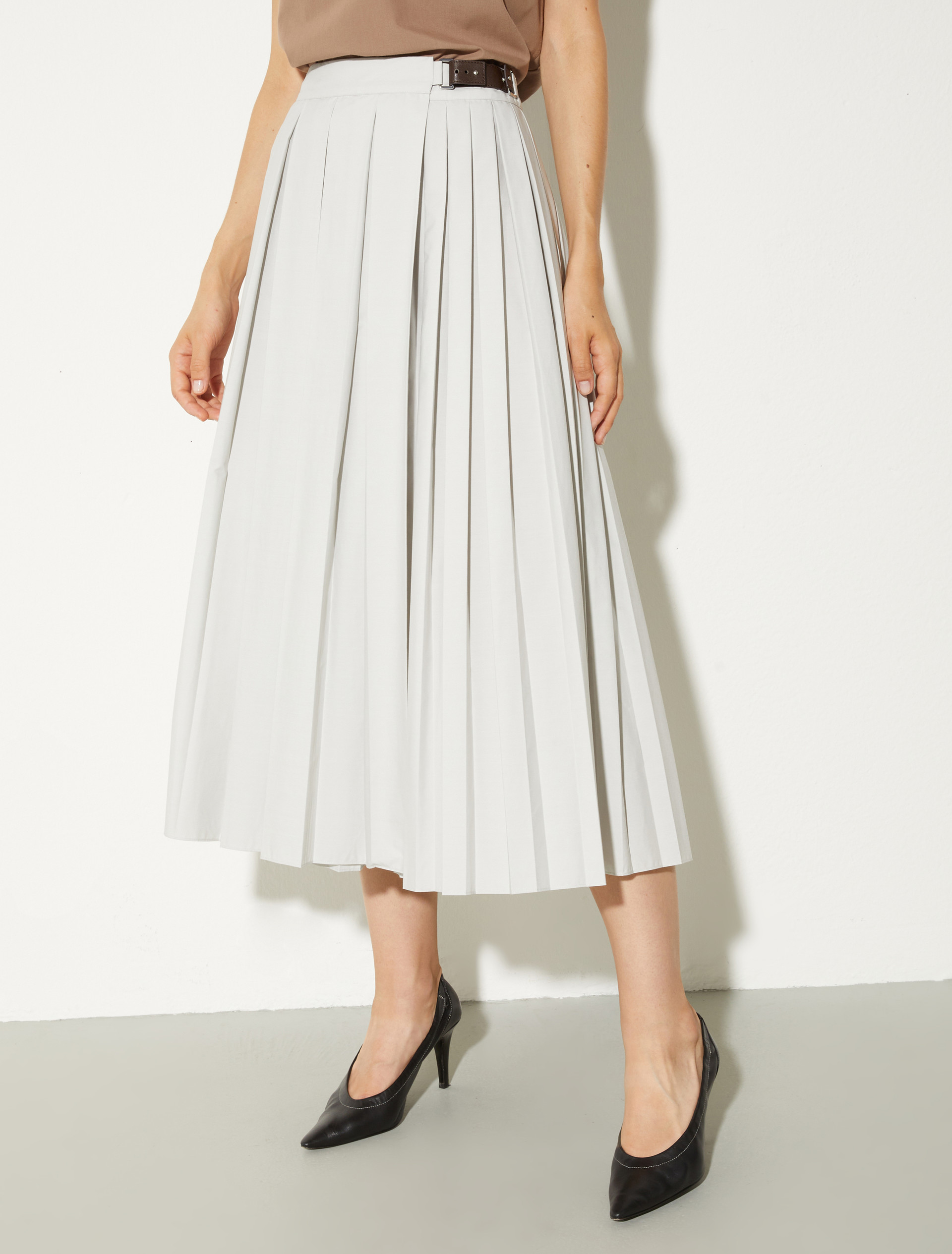 Pleated poplin midi skirt - ICE - MAX&Co.