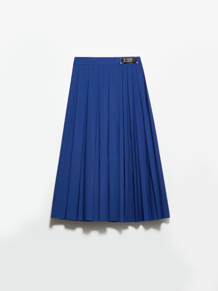 Pleated poplin midi skirt - INDIGO - MAX&Co.