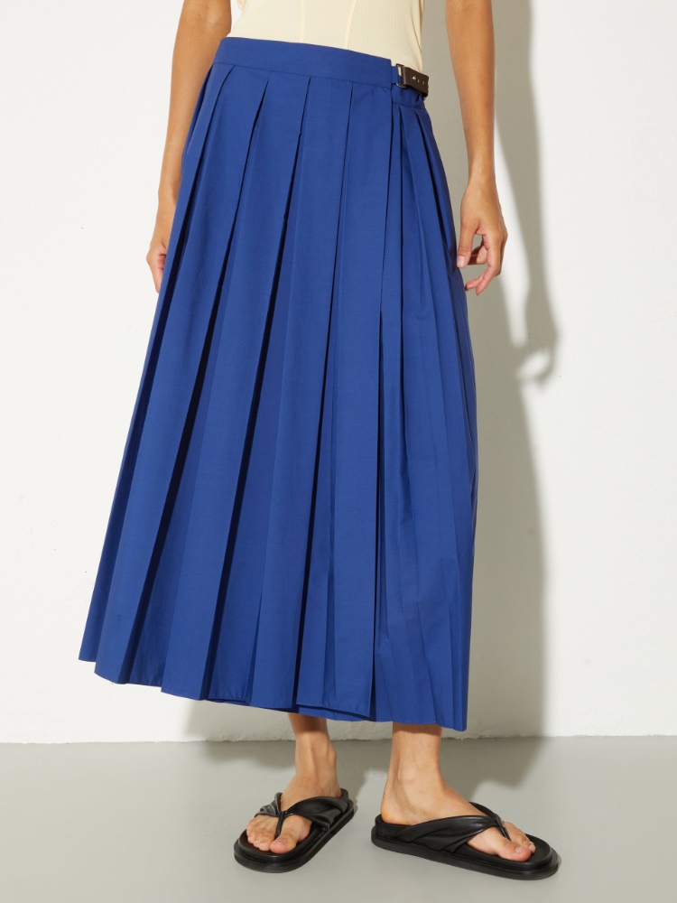 Pleated poplin midi skirt - INDIGO - MAX&Co.