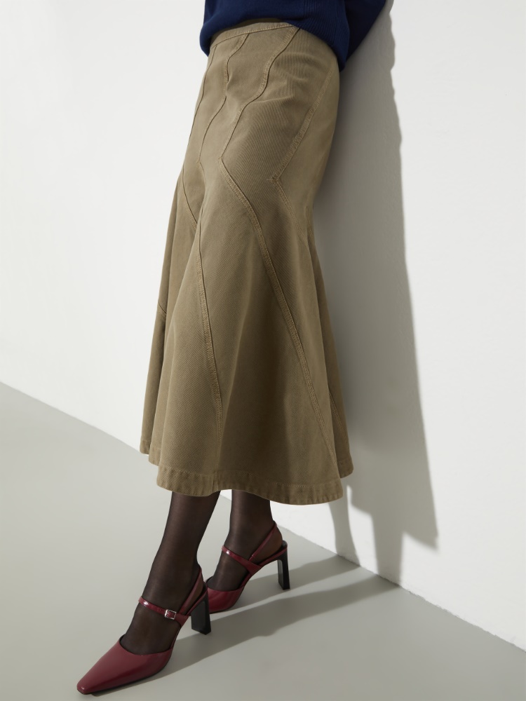 Flared cotton-drill midi skirt - MAX&Co. - 3