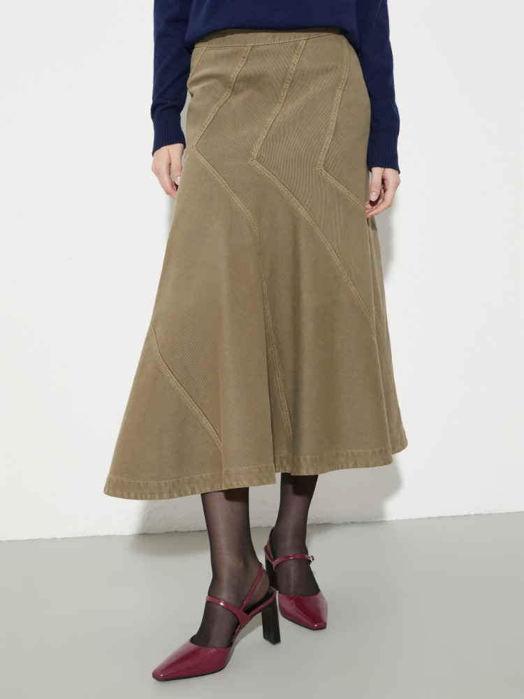 Flared cotton-drill midi skirt - MAX&Co.