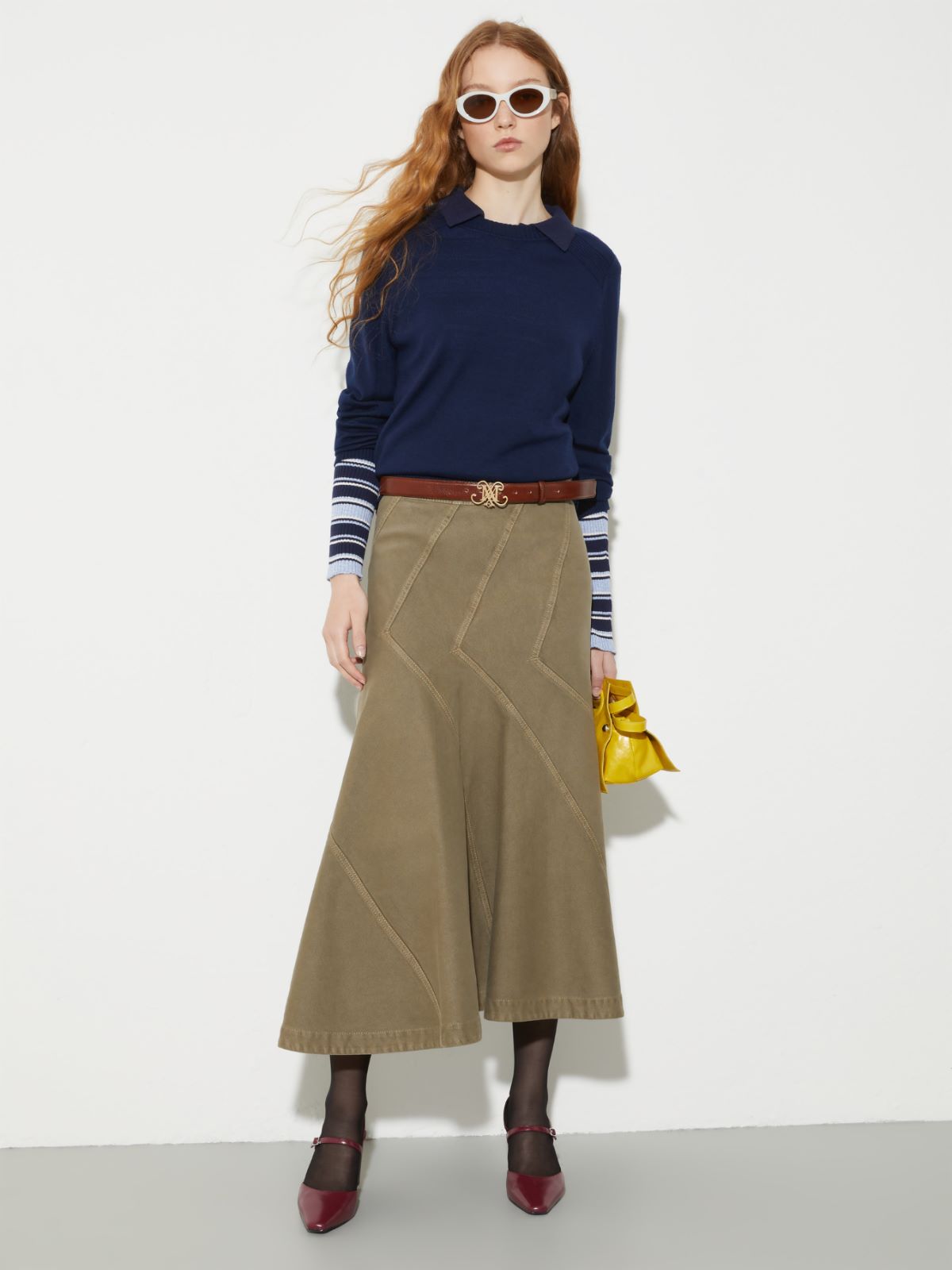 Flared cotton-drill midi skirt - KAKI - MAX&Co. - 4