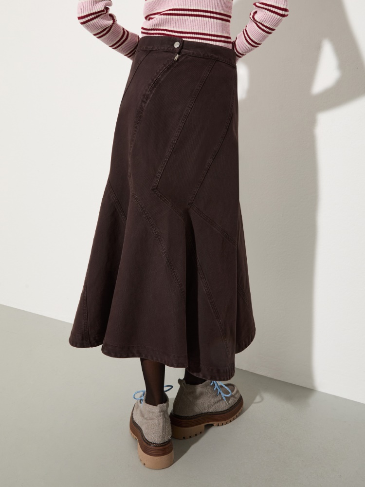 Flared cotton-drill midi skirt - MAX&Co. - 2