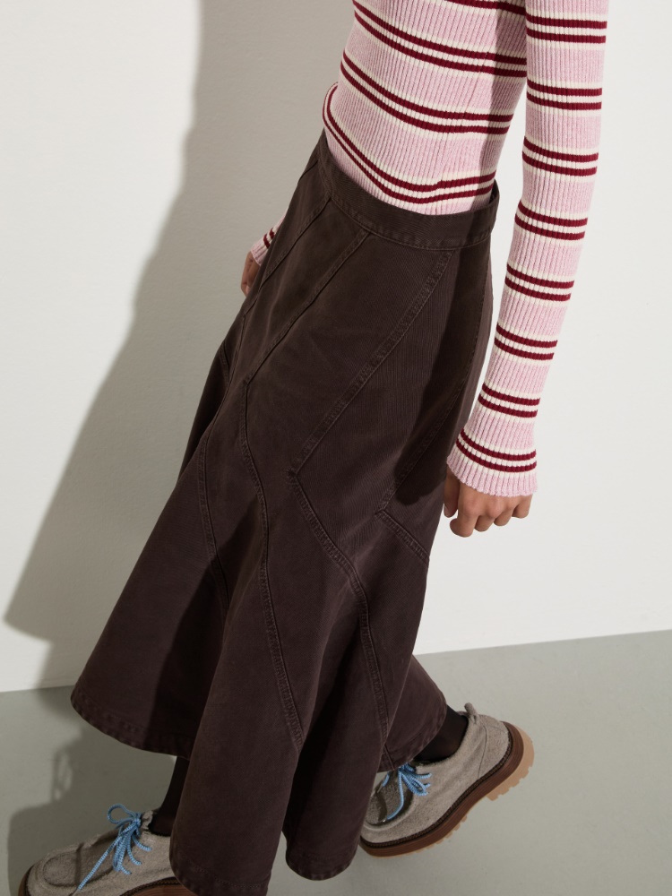 Flared cotton-drill midi skirt - MAX&Co. - 3