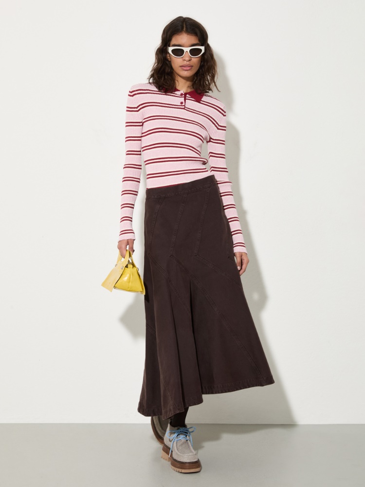 Flared cotton-drill midi skirt - MAX&Co. - 4