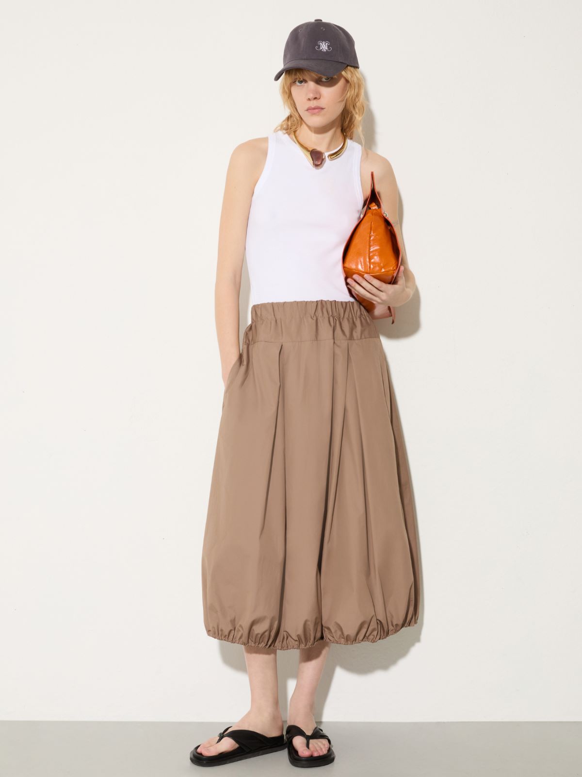 Cotton-poplin balloon midi skirt - TURTLEDOVE - MAX&Co. - 4