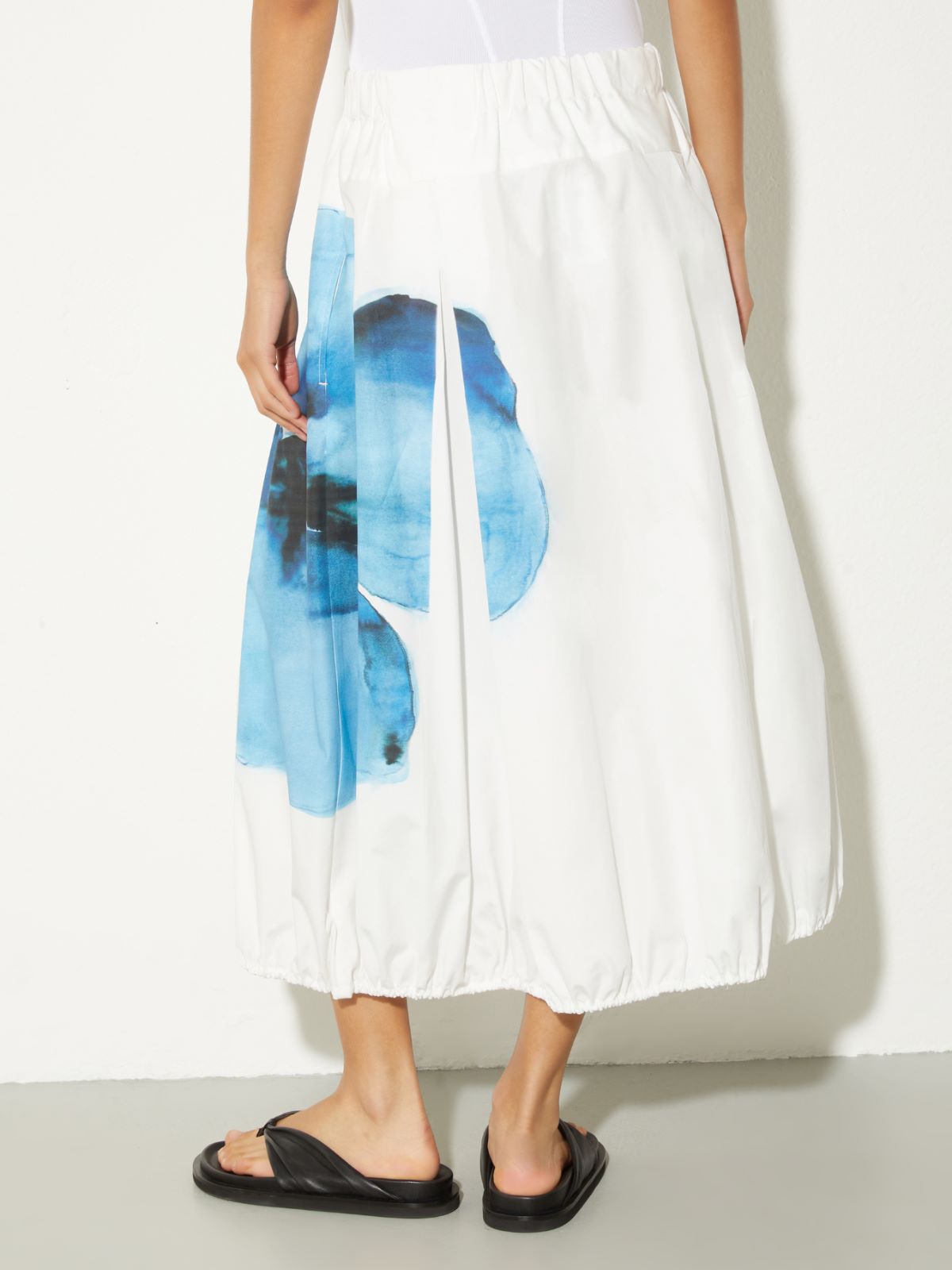 Cotton-poplin balloon midi skirt - CREAM - MAX&Co. - 2