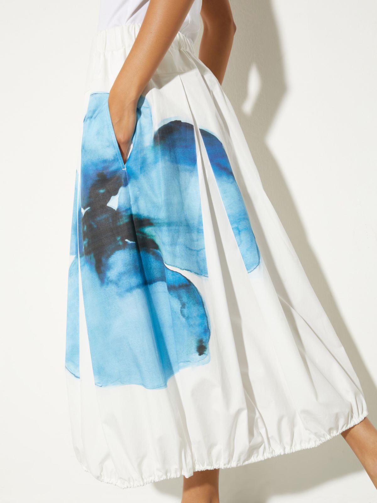 Cotton-poplin balloon midi skirt - CREAM - MAX&Co. - 3