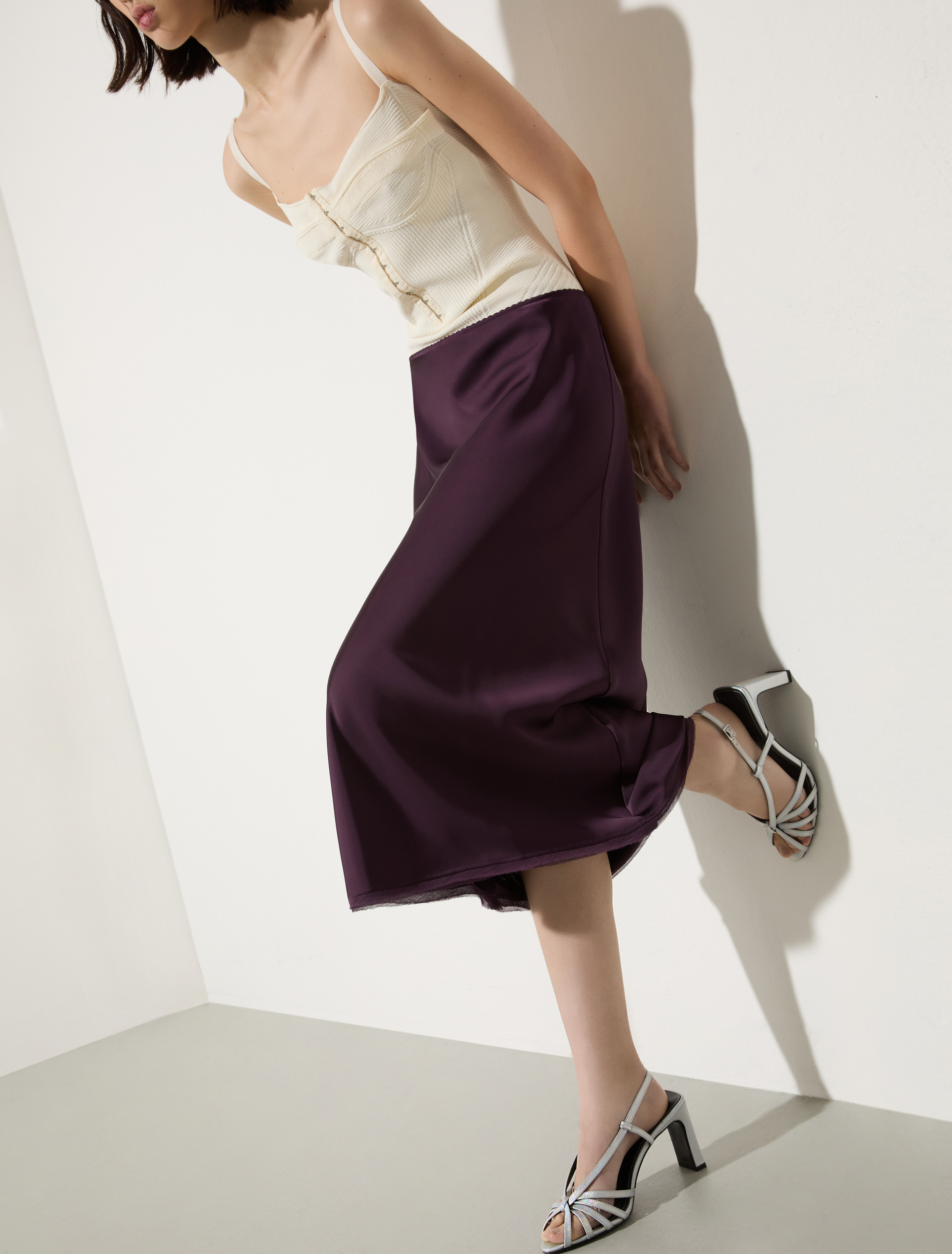 Fluid satin midi skirt - AUBERGINE - MAX&Co. - 6