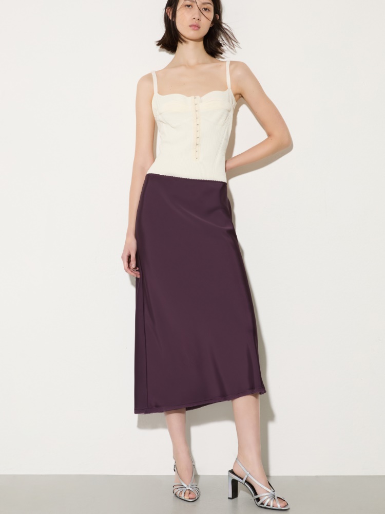 Fluid satin midi skirt - AUBERGINE - MAX&Co.