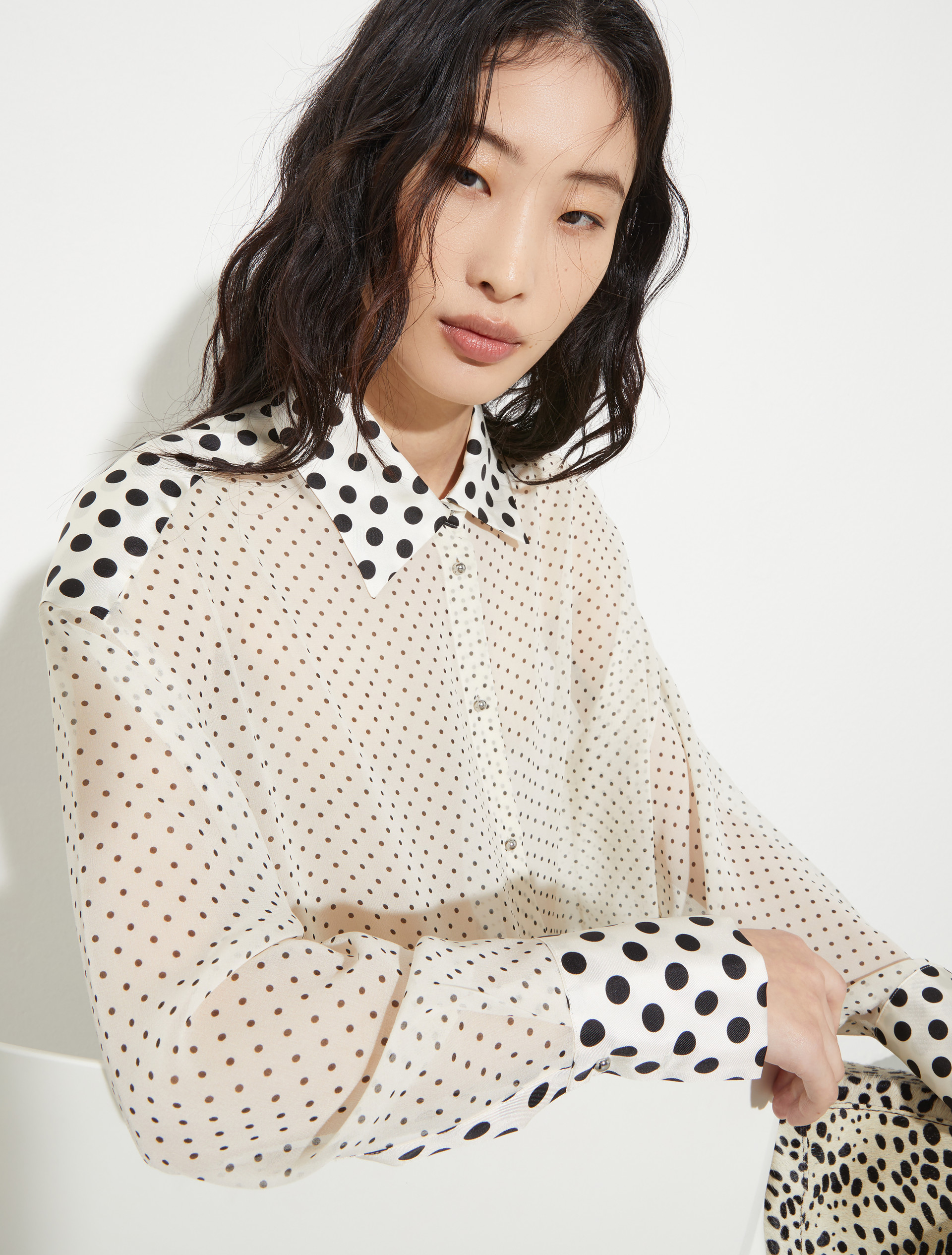 Chemise en georgette de soie, blanc | MAX&Co. Chemise en georgette de soie - BLANC - MAX&Co. - 3