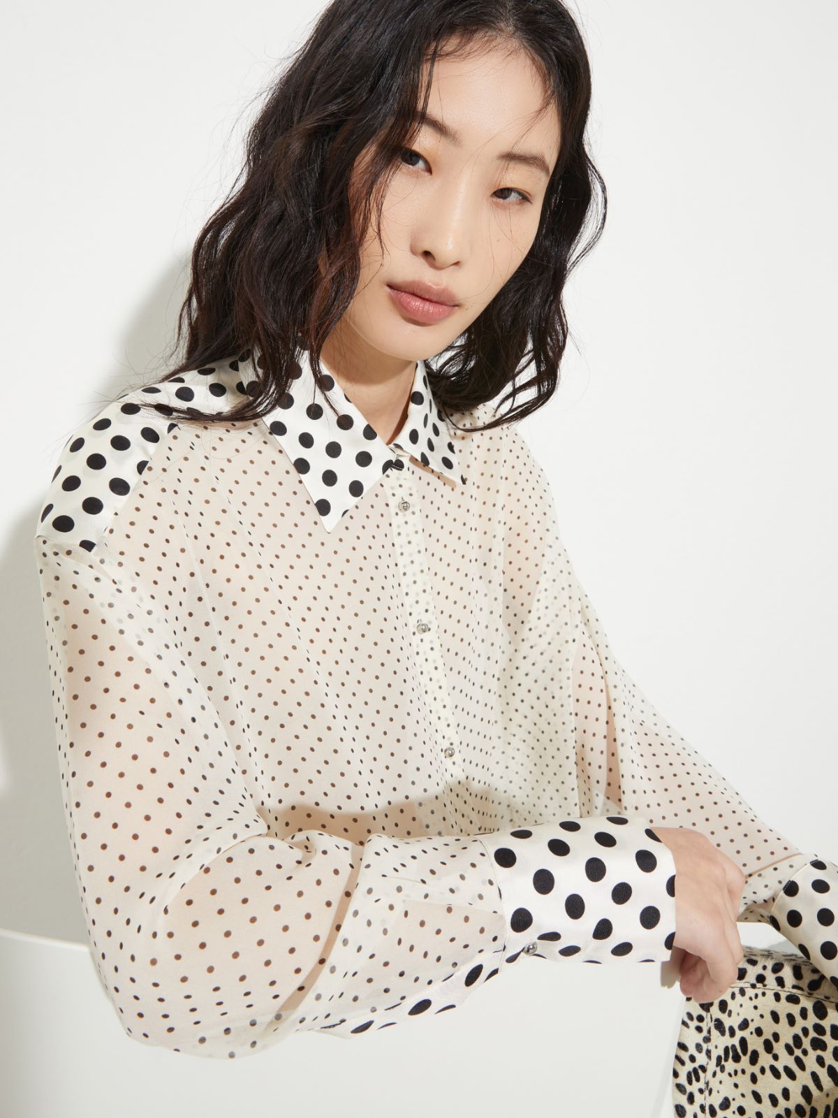 Chemise en georgette de soie, blanc | MAX&Co. Chemise en georgette de soie - BLANC - MAX&Co. - 3