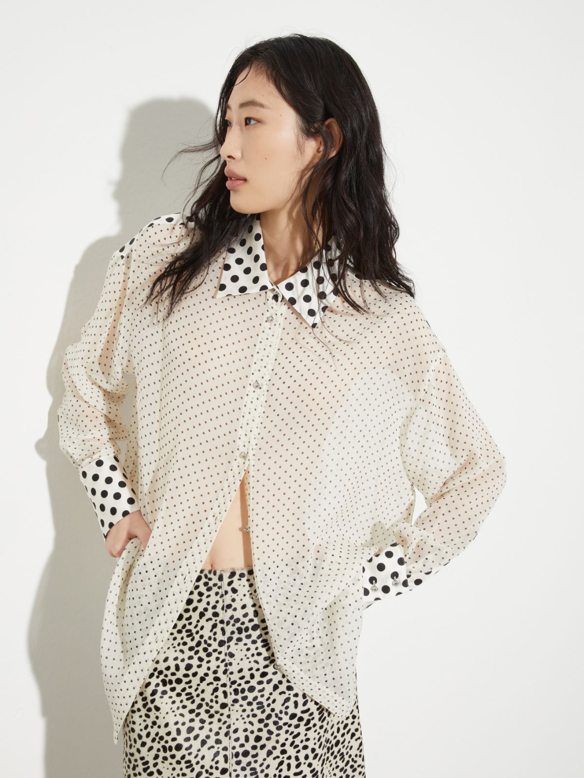 Chemise en georgette de soie, blanc | MAX&Co. Chemise en georgette de soie - BLANC - MAX&Co.