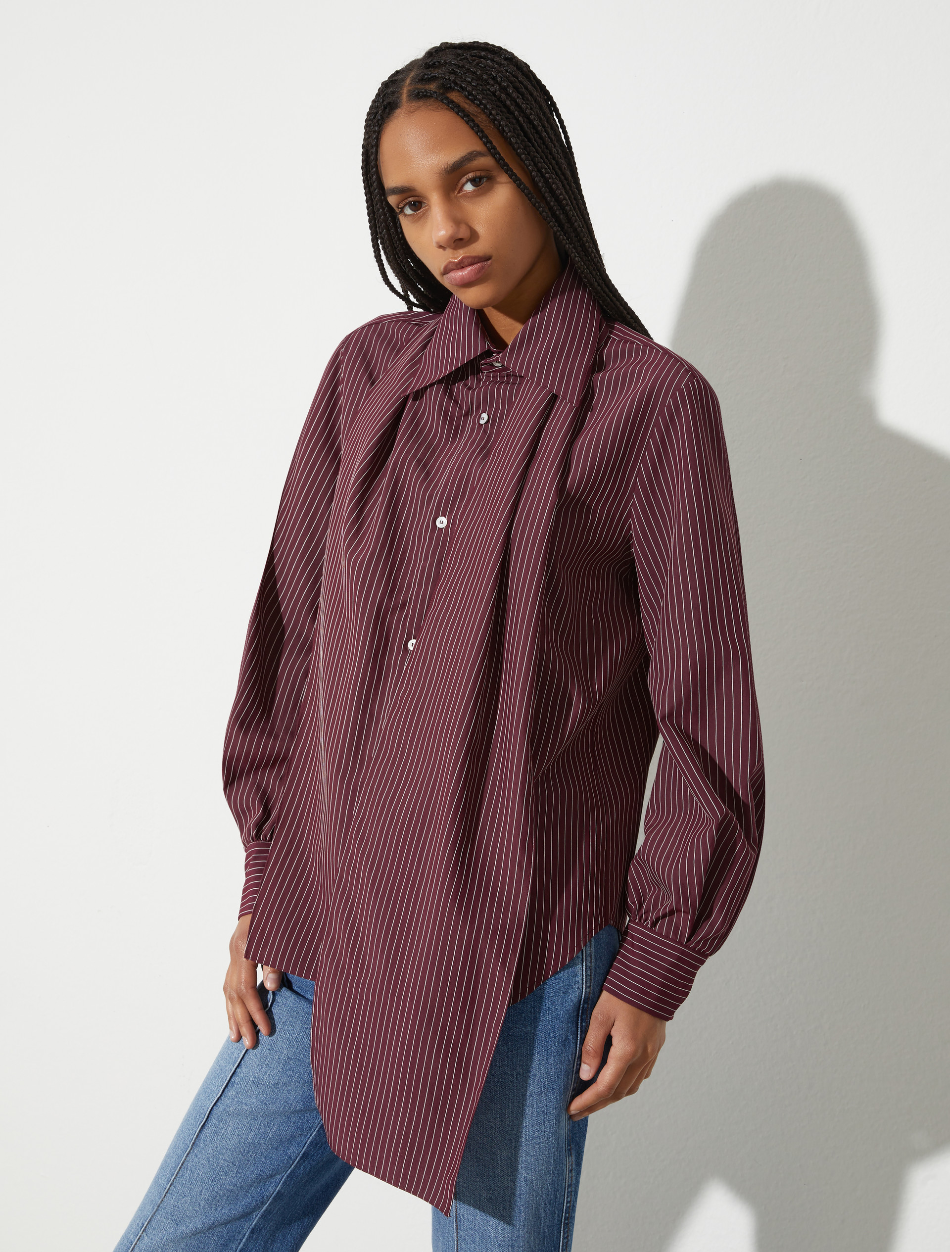 Asymmetric striped shirt - CHERRY - MAX&Co.