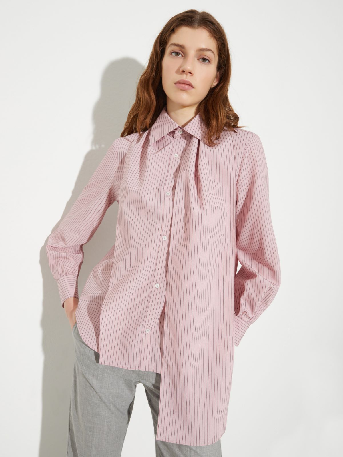 Asymmetric striped shirt - PINK - MAX&Co.