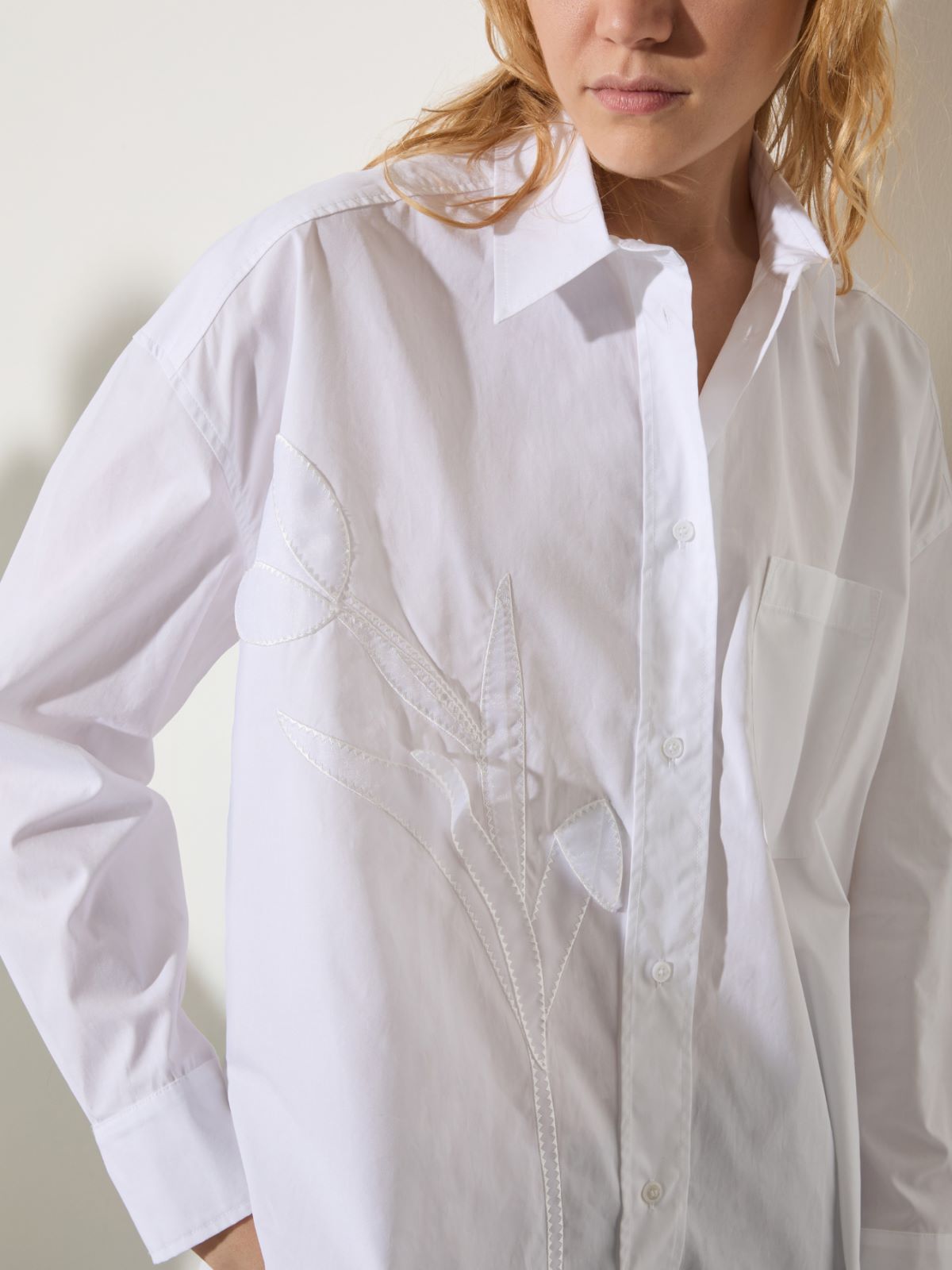 Embroidered poplin shirt, optical white | MAX&Co. Embroidered poplin shirt - OPTICAL WHITE - MAX&Co. - 3