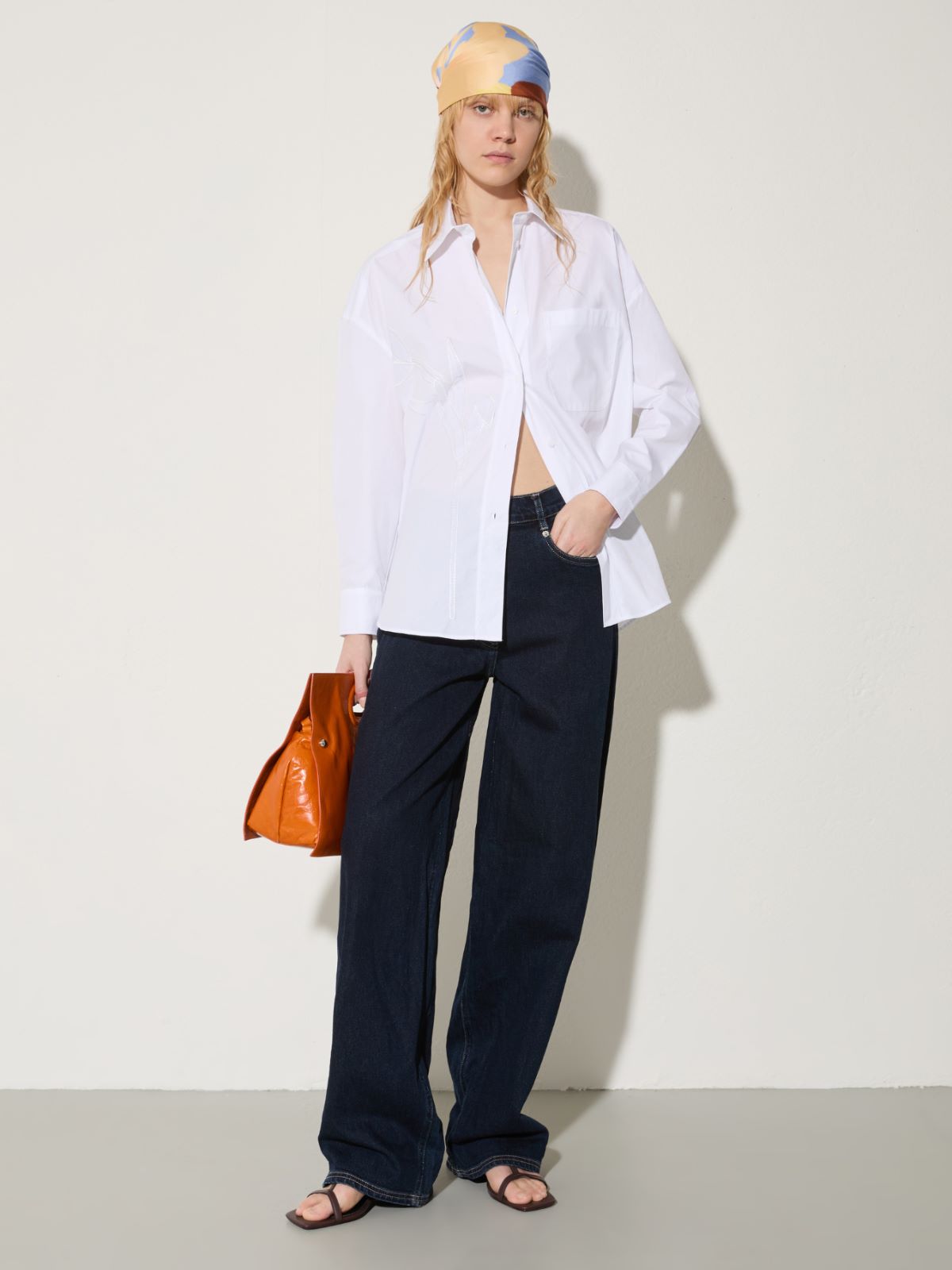 Embroidered poplin shirt, optical white | MAX&Co. Embroidered poplin shirt - OPTICAL WHITE - MAX&Co. - 4