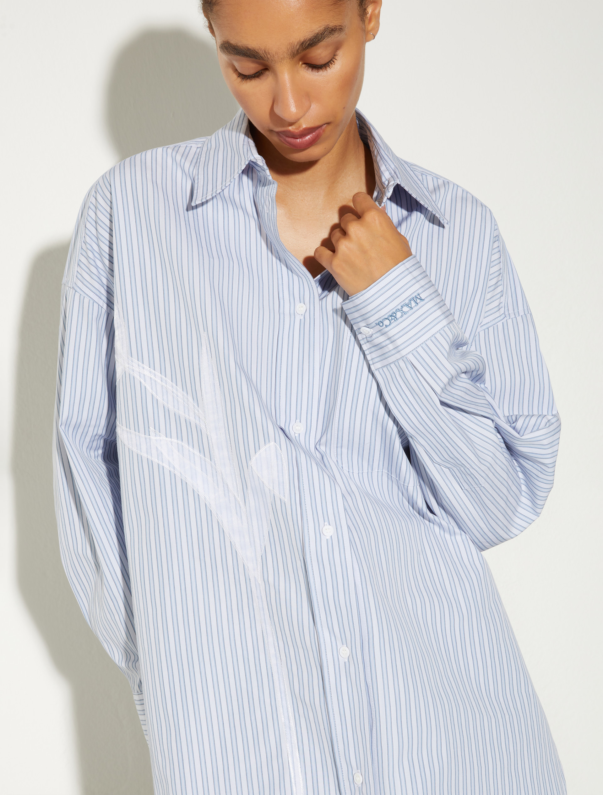Embroidered poplin shirt - LIGHT BLUE - MAX&Co. - 3