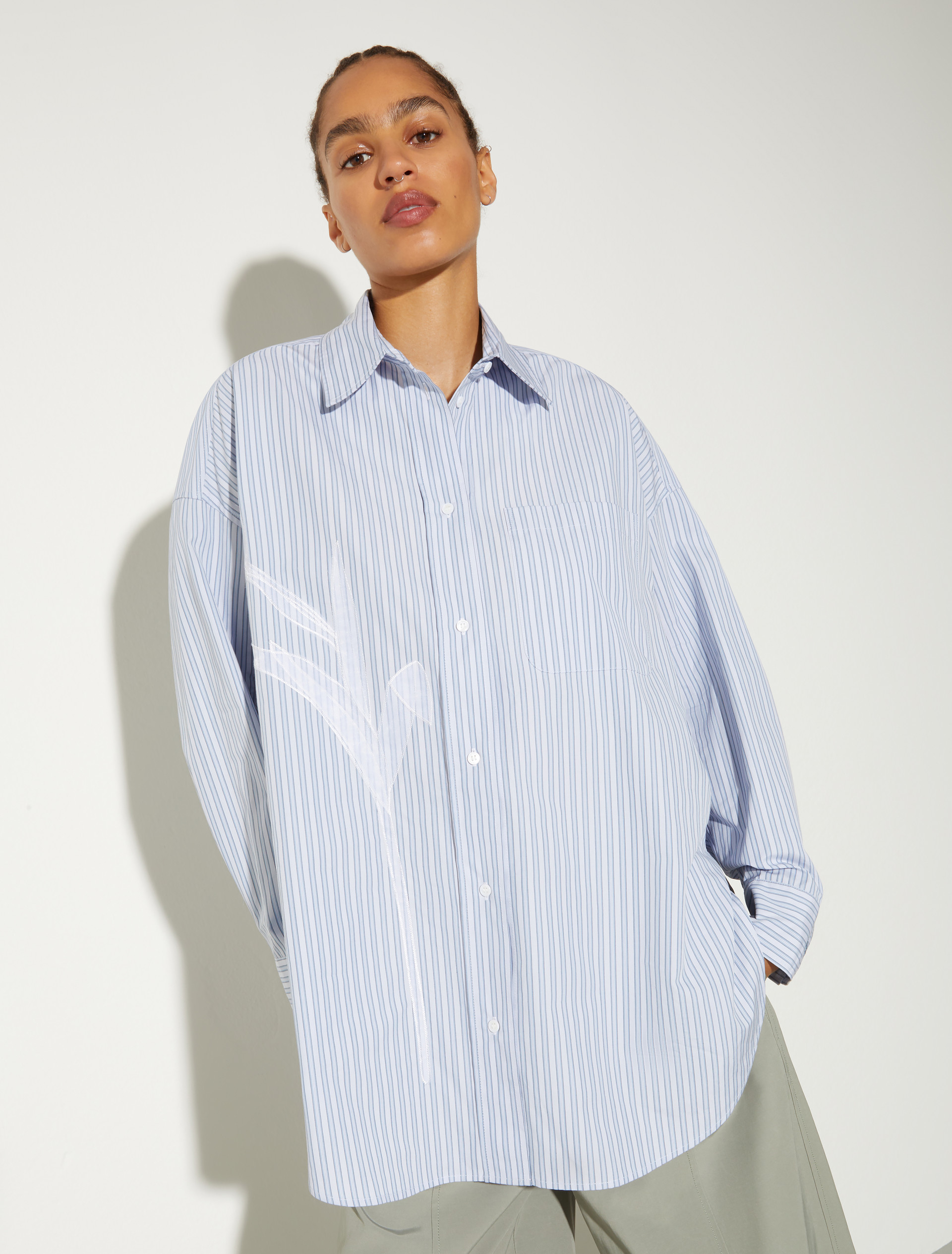 Embroidered poplin shirt - LIGHT BLUE - MAX&Co.