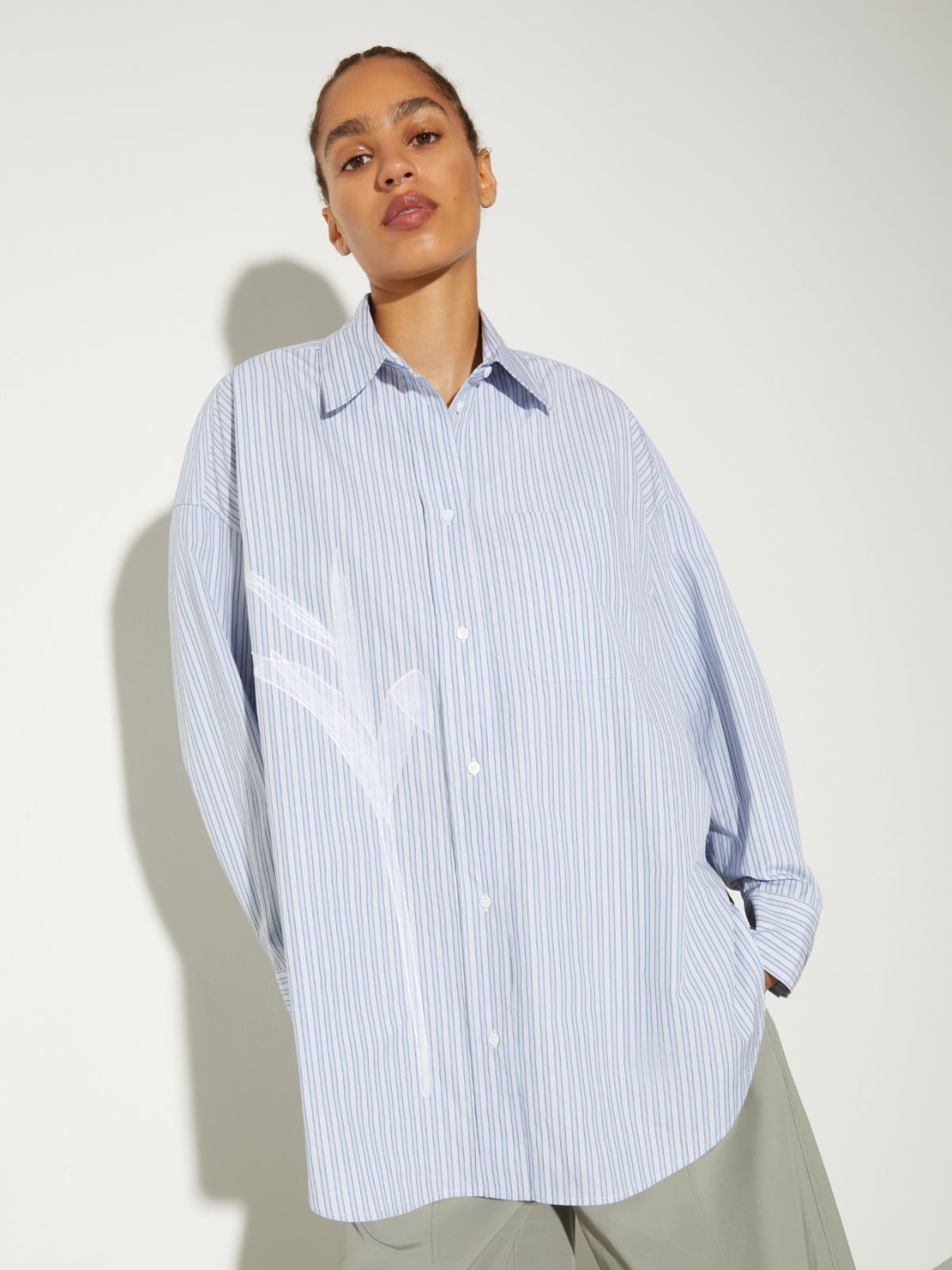 Embroidered poplin shirt - LIGHT BLUE - MAX&Co.