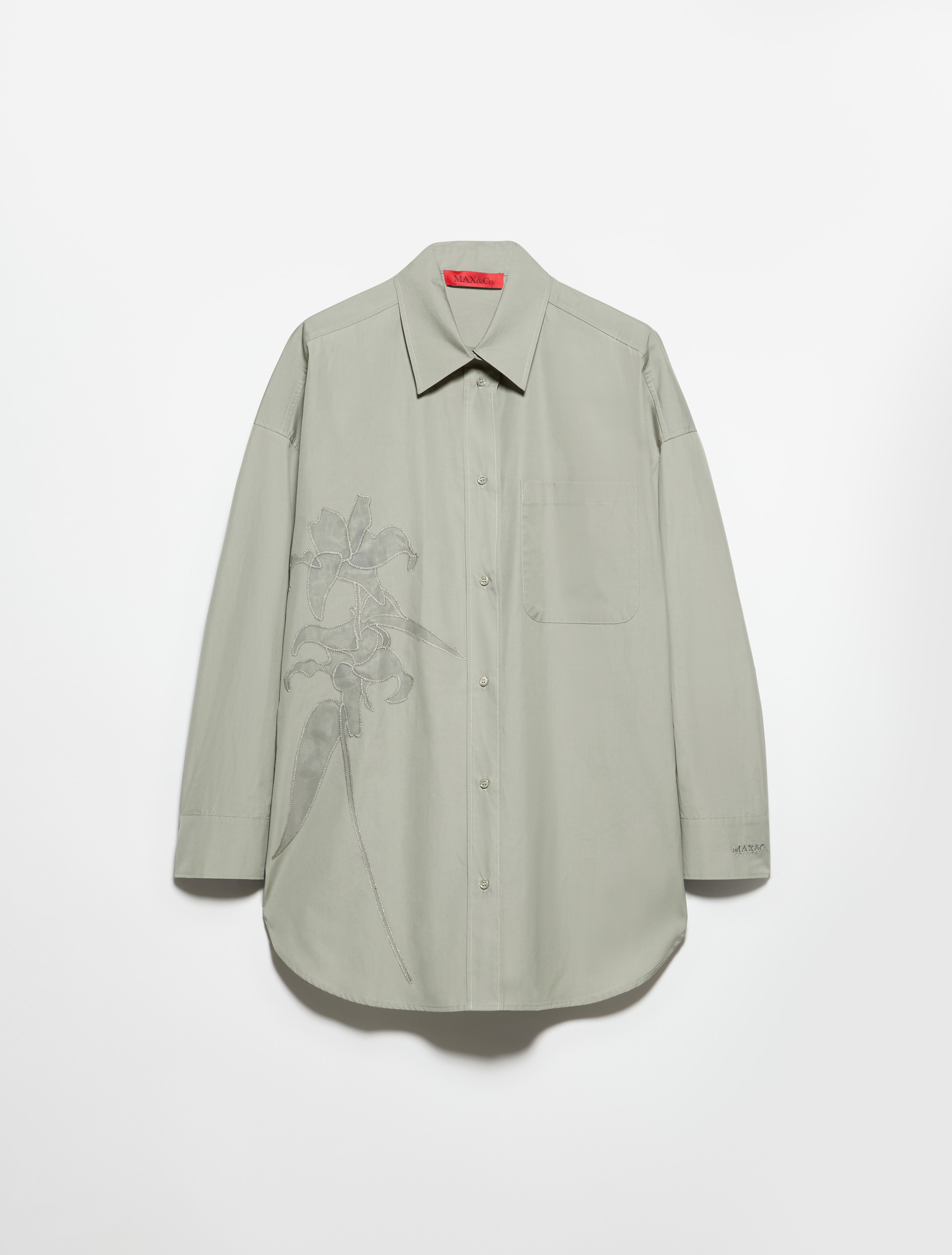 Embroidered poplin shirt, sage | MAX&Co. Embroidered poplin shirt - SAGE - MAX&Co. - 5