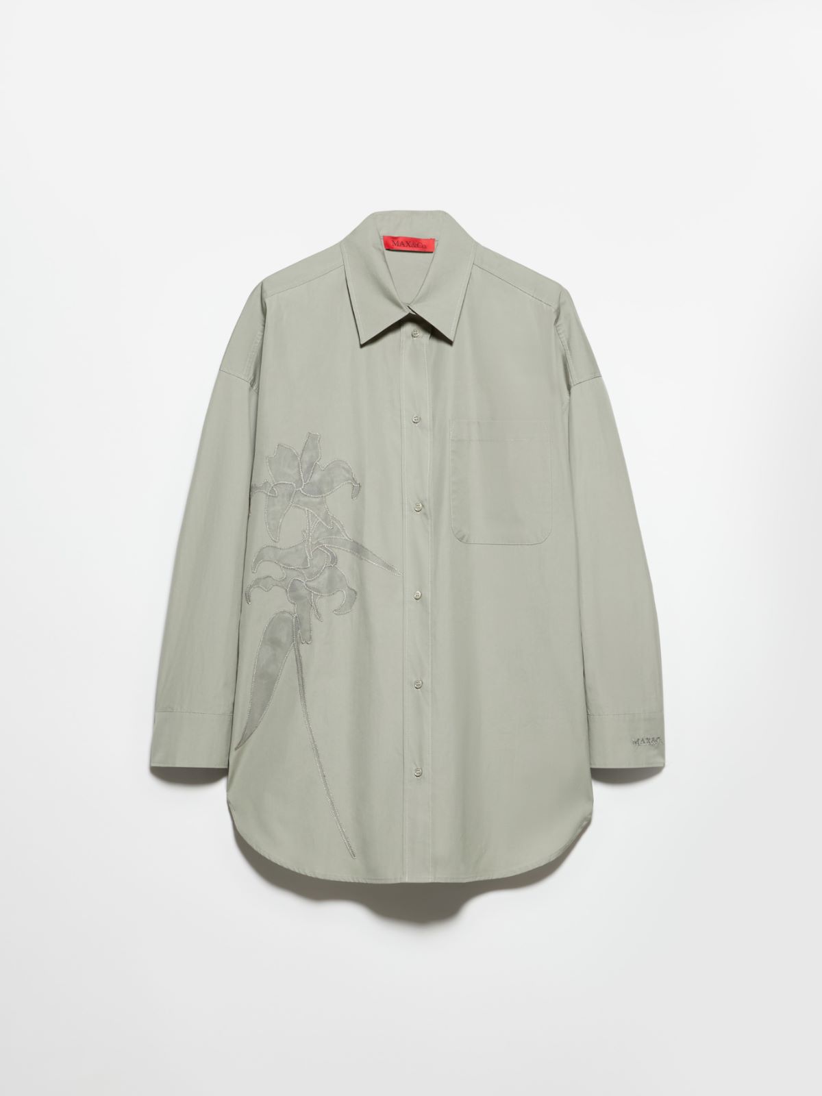 Embroidered poplin shirt, sage | MAX&Co. Embroidered poplin shirt - SAGE - MAX&Co. - 5
