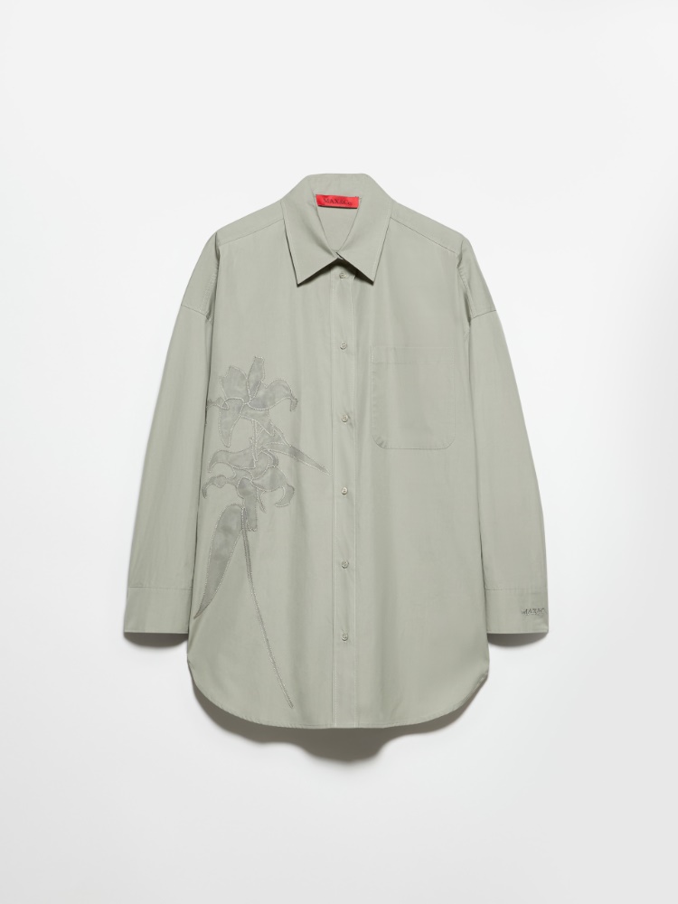 Embroidered poplin shirt - SAGE - MAX&Co.