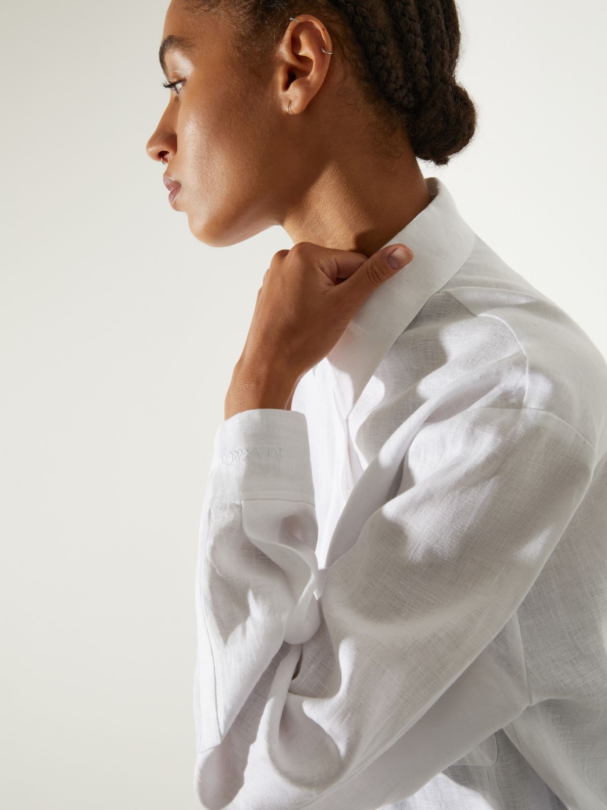 Oversized pure linen shirt - WHITE - MAX&Co. - 6