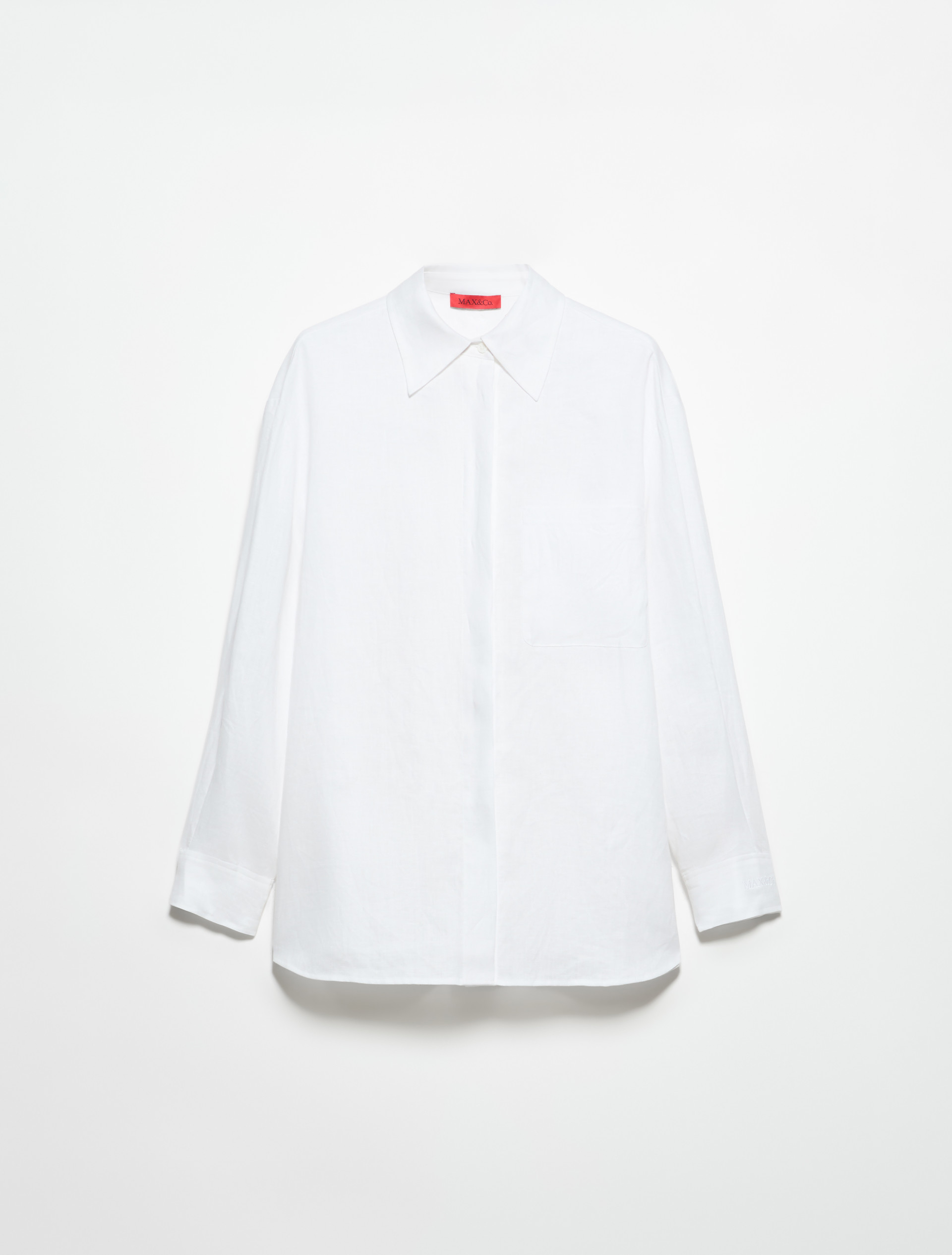 Oversized pure linen shirt - WHITE - MAX&Co. - 5