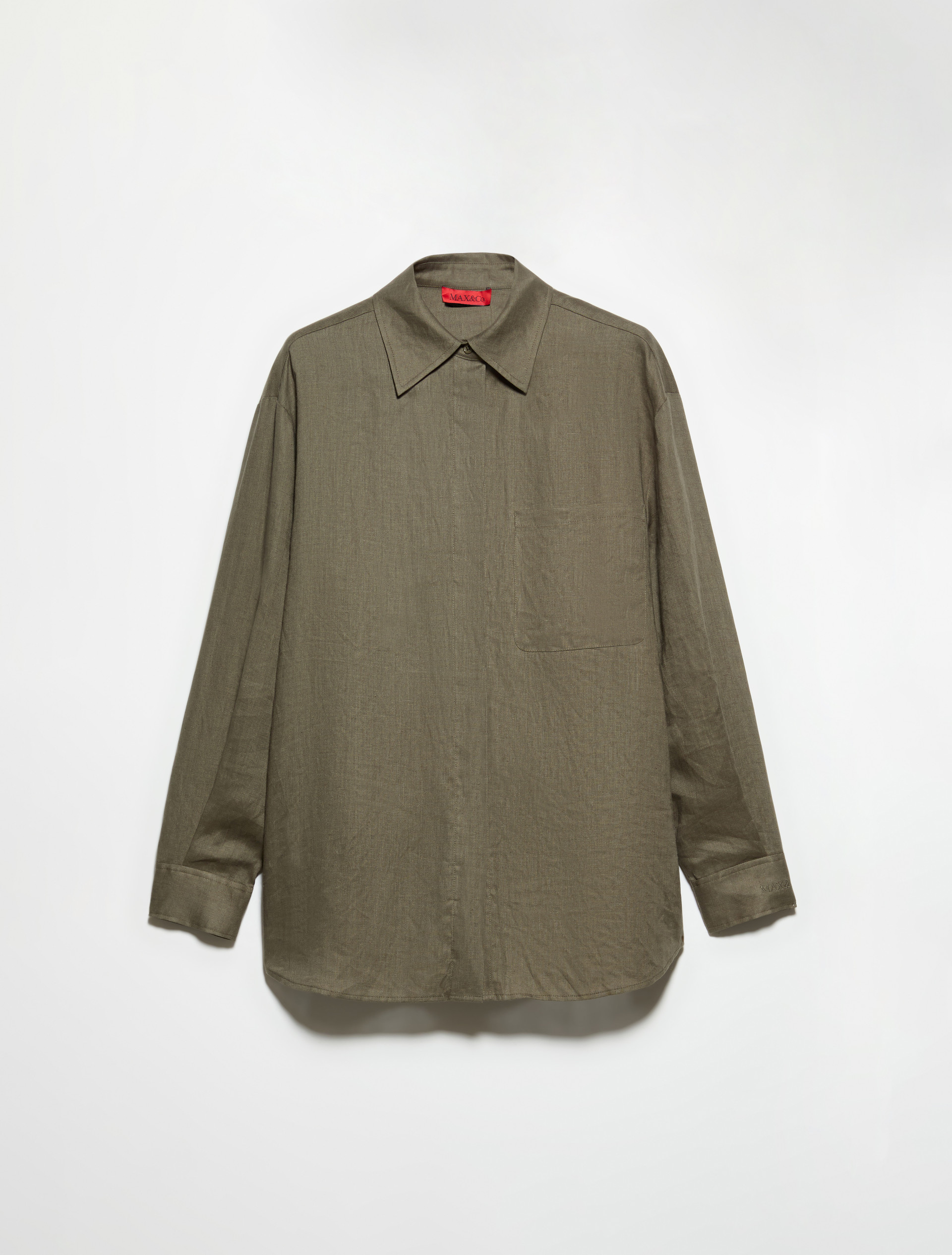Oversized pure linen shirt - KAKI - MAX&Co. - 5