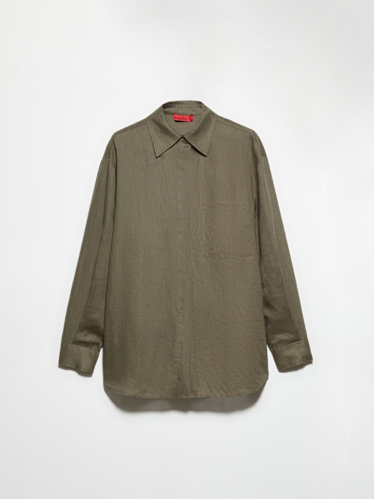 Oversized pure linen shirt - KAKI - MAX&Co.