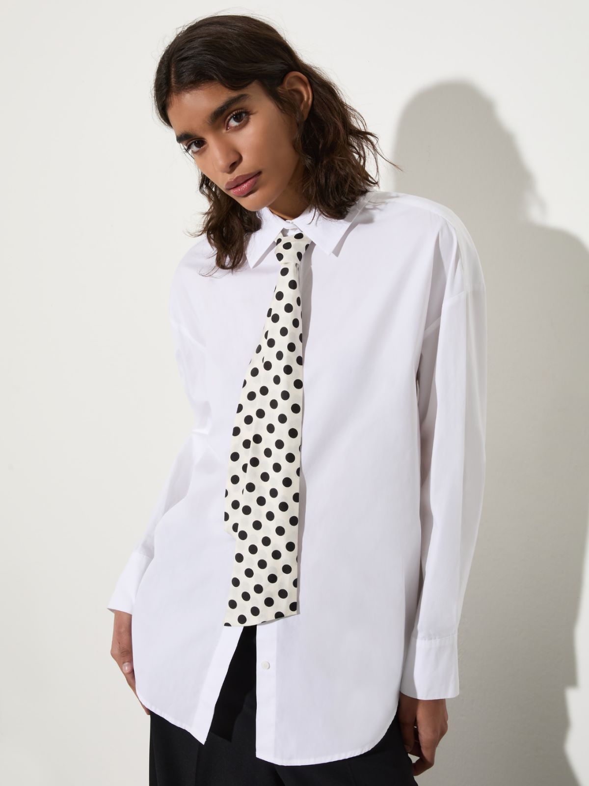 Camicia in popeline con cravatta - BIANCO - MAX&Co.