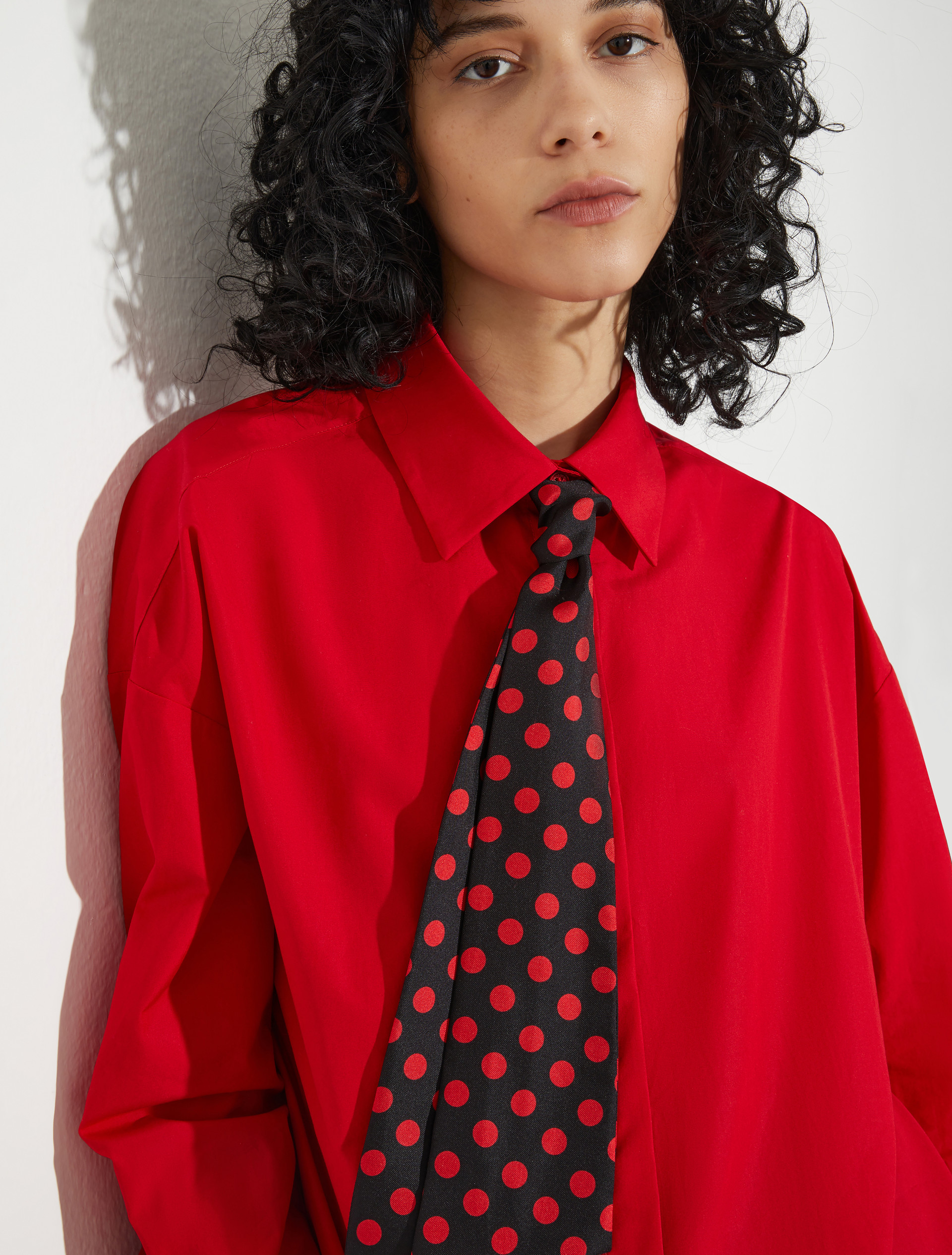 Chemise en popeline avec cravate, rouge | MAX&Co. Chemise en popeline avec cravate - ROUGE - MAX&Co. - 3