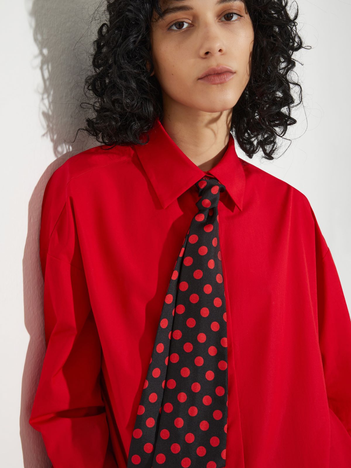 Chemise en popeline avec cravate, rouge | MAX&Co. Chemise en popeline avec cravate - ROUGE - MAX&Co. - 3