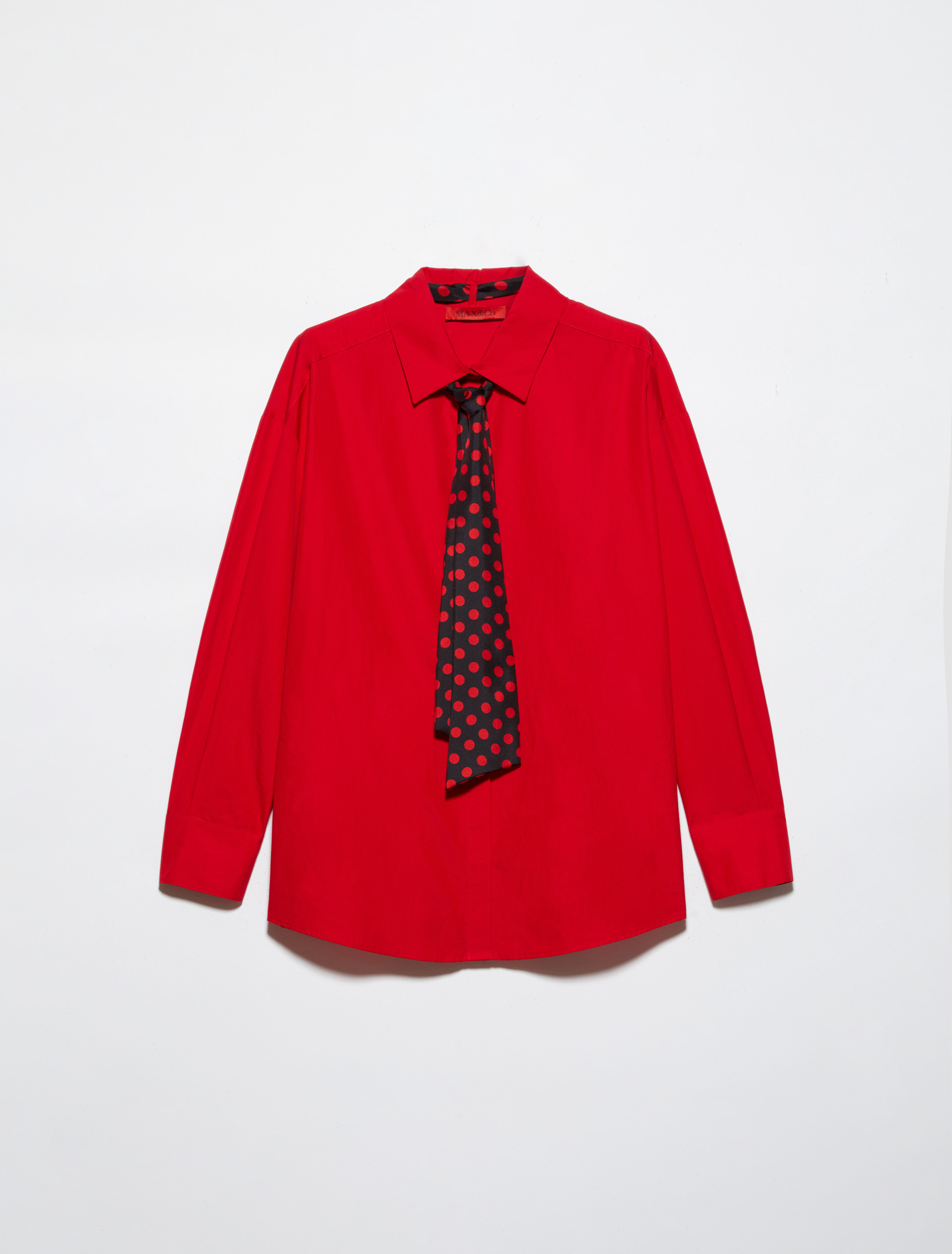 Chemise en popeline avec cravate, rouge | MAX&Co. Chemise en popeline avec cravate - ROUGE - MAX&Co. - 5