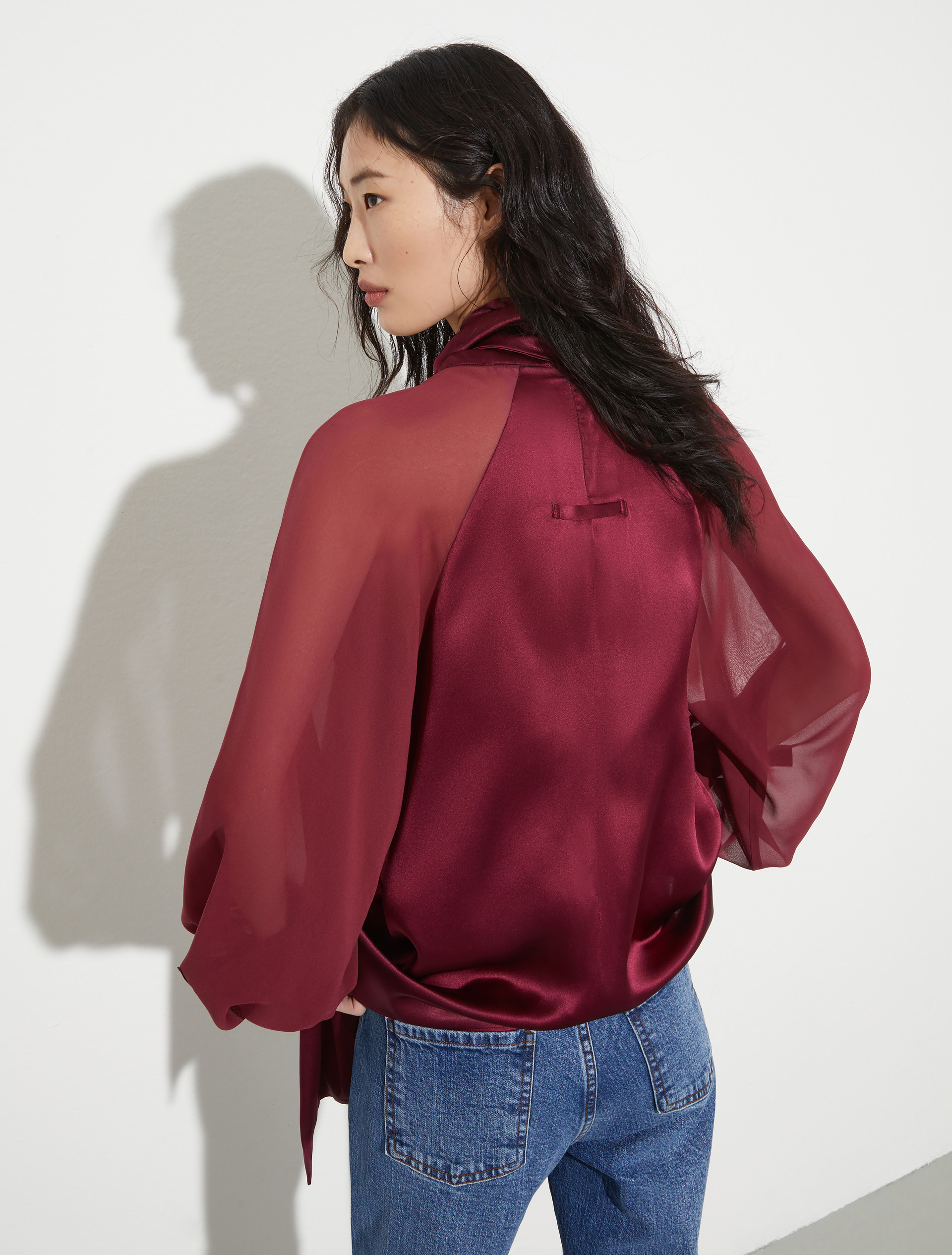 Silk satin and georgette blouse - CHERRY - MAX&Co. - 2