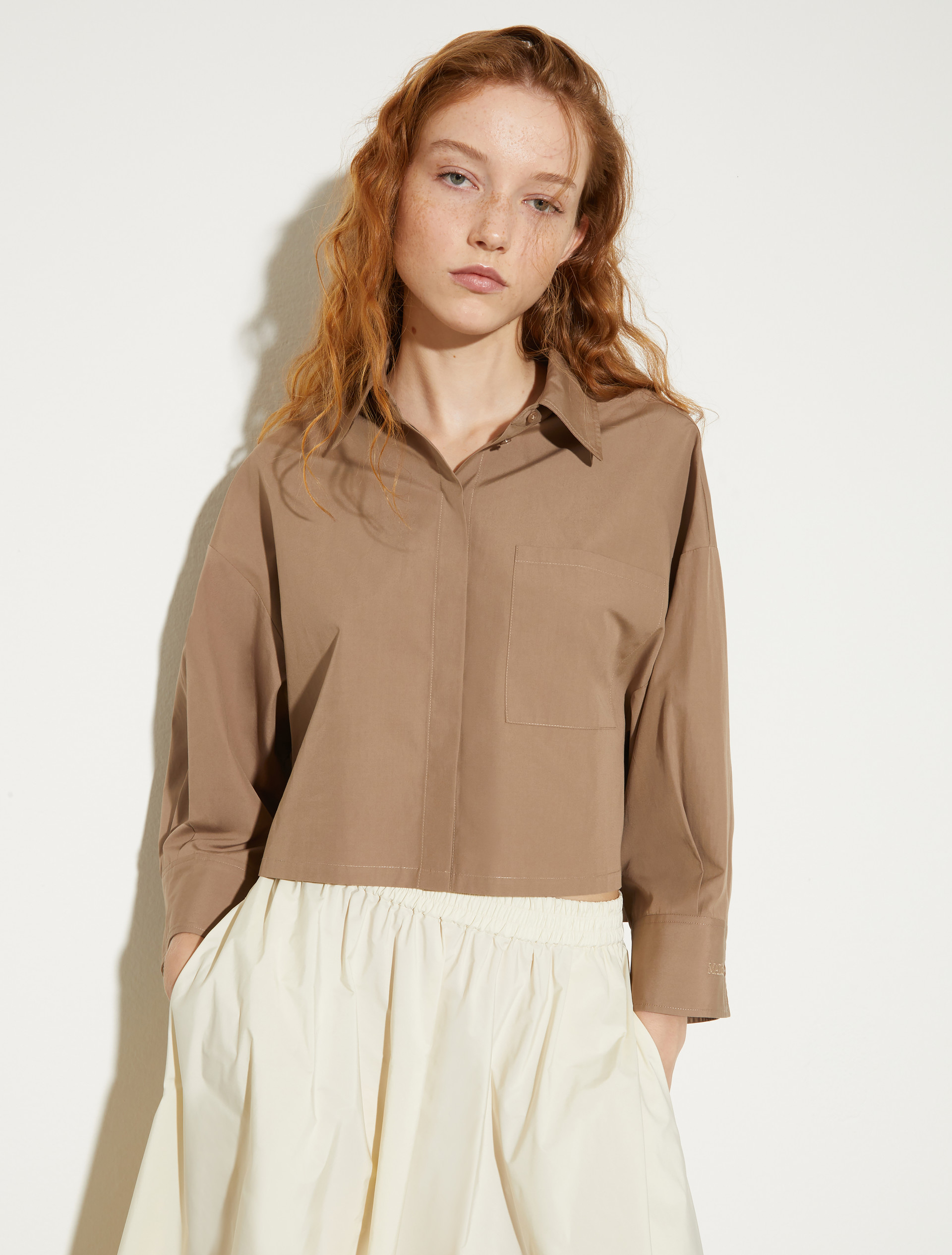 Cropped cotton-poplin shirt - TURTLEDOVE - MAX&Co.