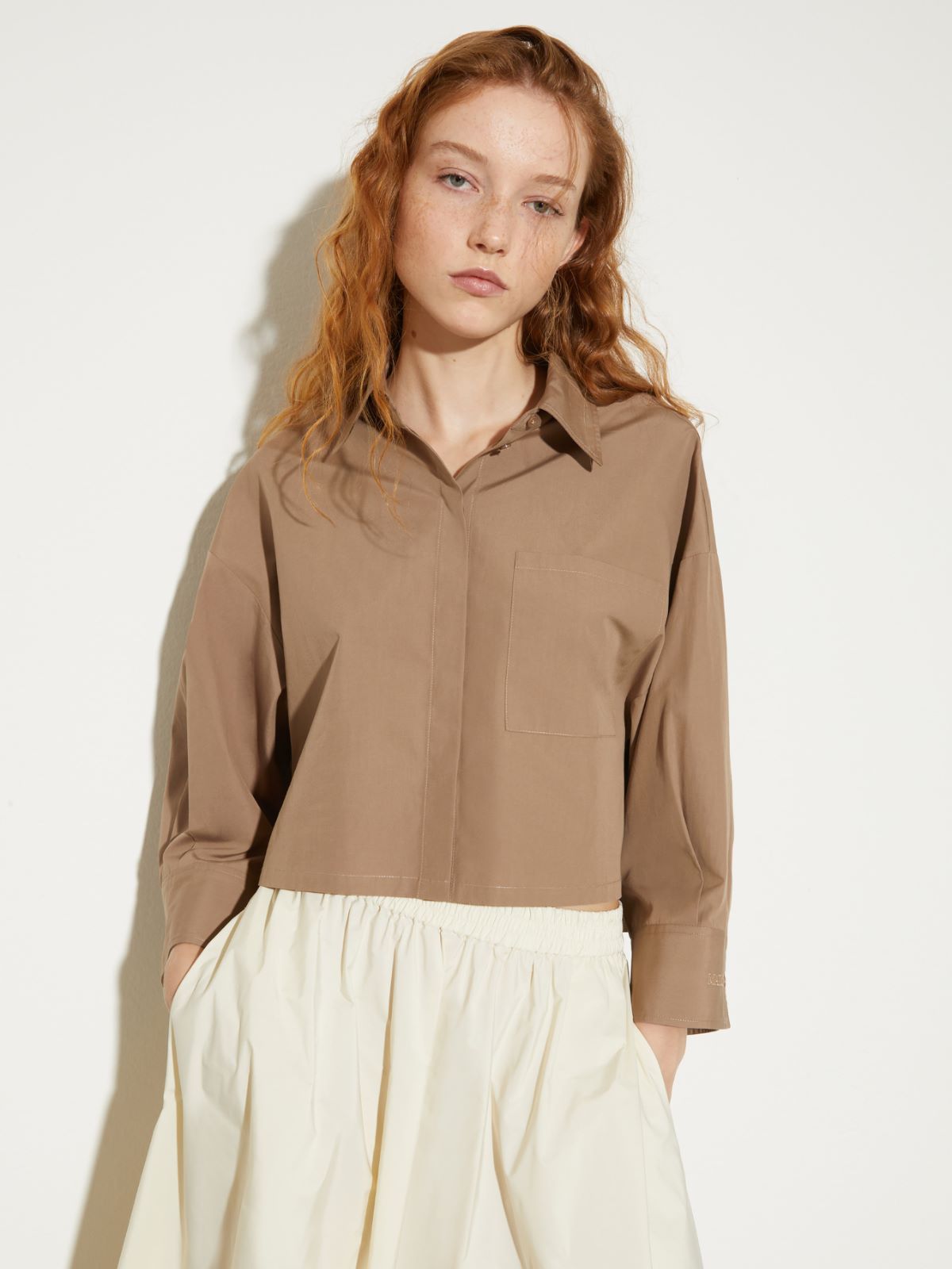 Cropped cotton-poplin shirt - TURTLEDOVE - MAX&Co.